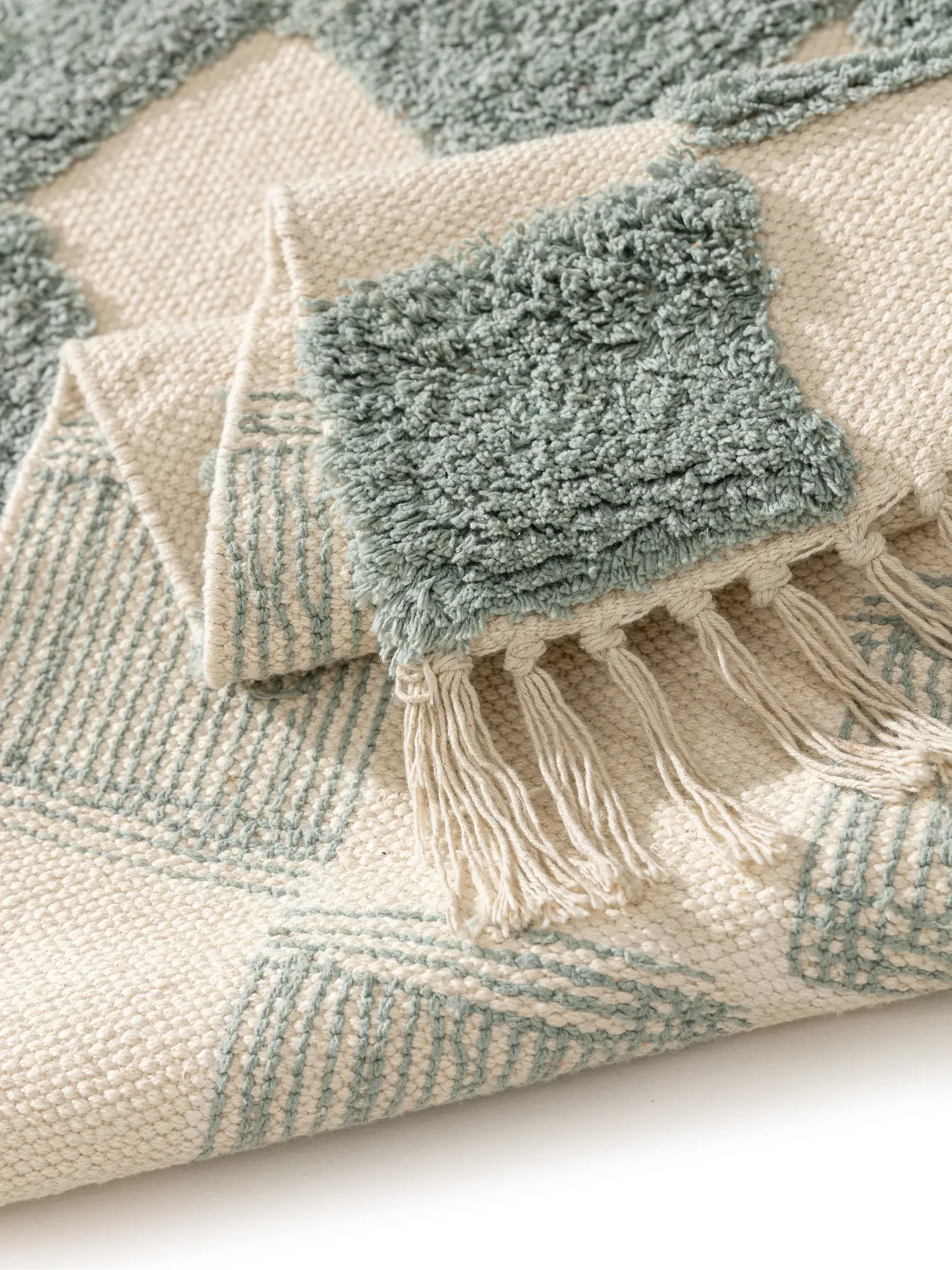 Teppich aus 100% Baumwolle in Blau mit 100% Baumwolle hohem Flor von Lytte