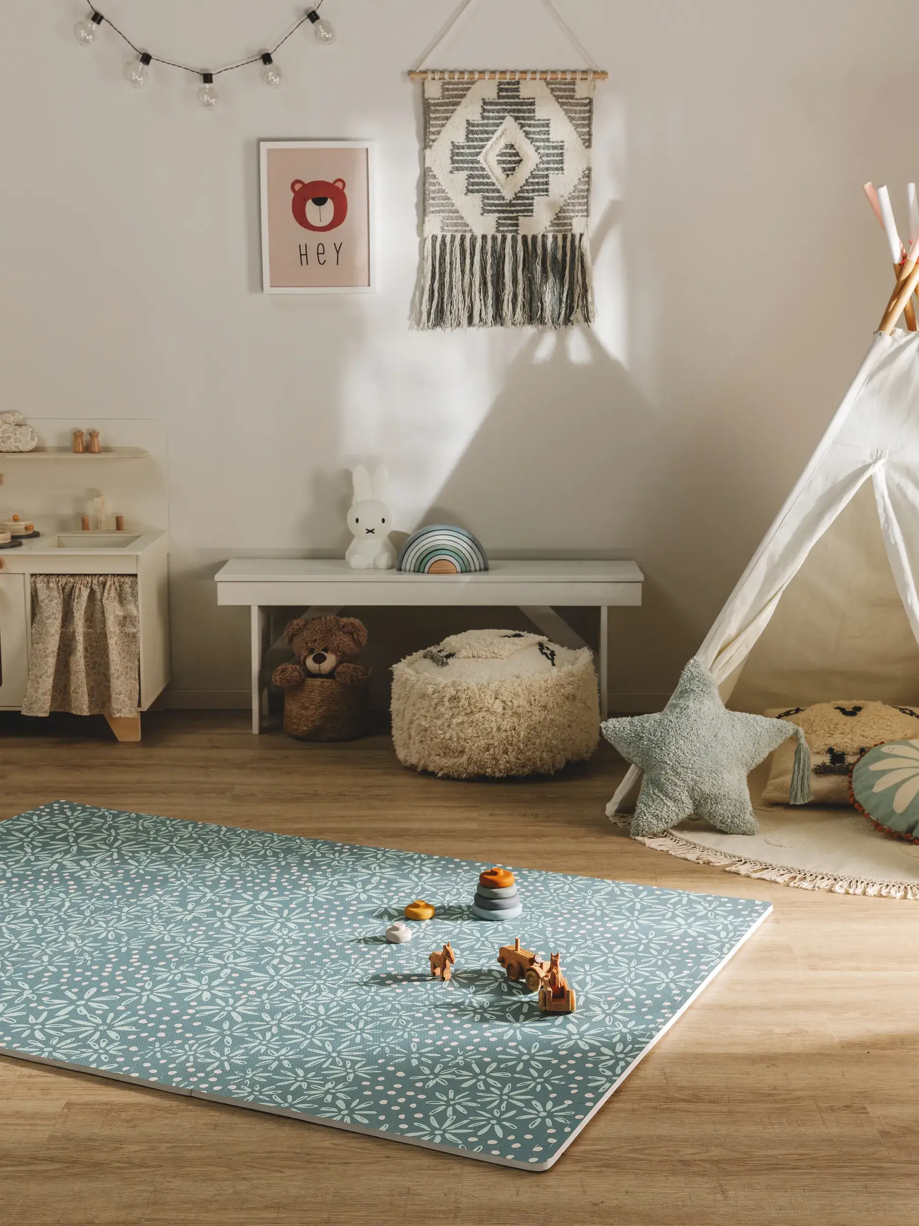 Spielmatte Daisy Blau com design Floral em 100% pěna EVA da Lytte