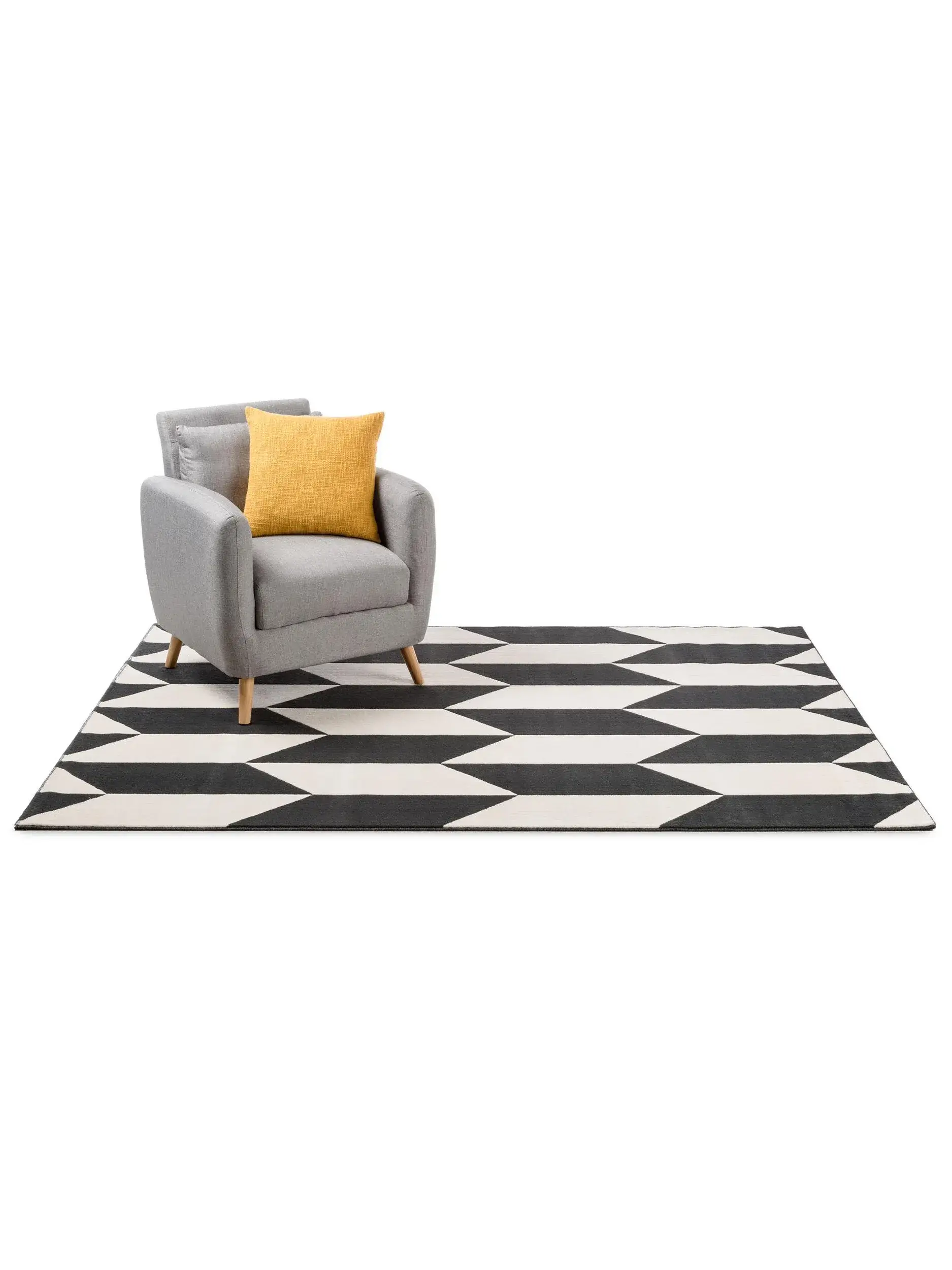 Teppich aus 100% Polypropylen in Schwarz/Weiß mit 100% Polypropylen hohem Flor von benuta Pop