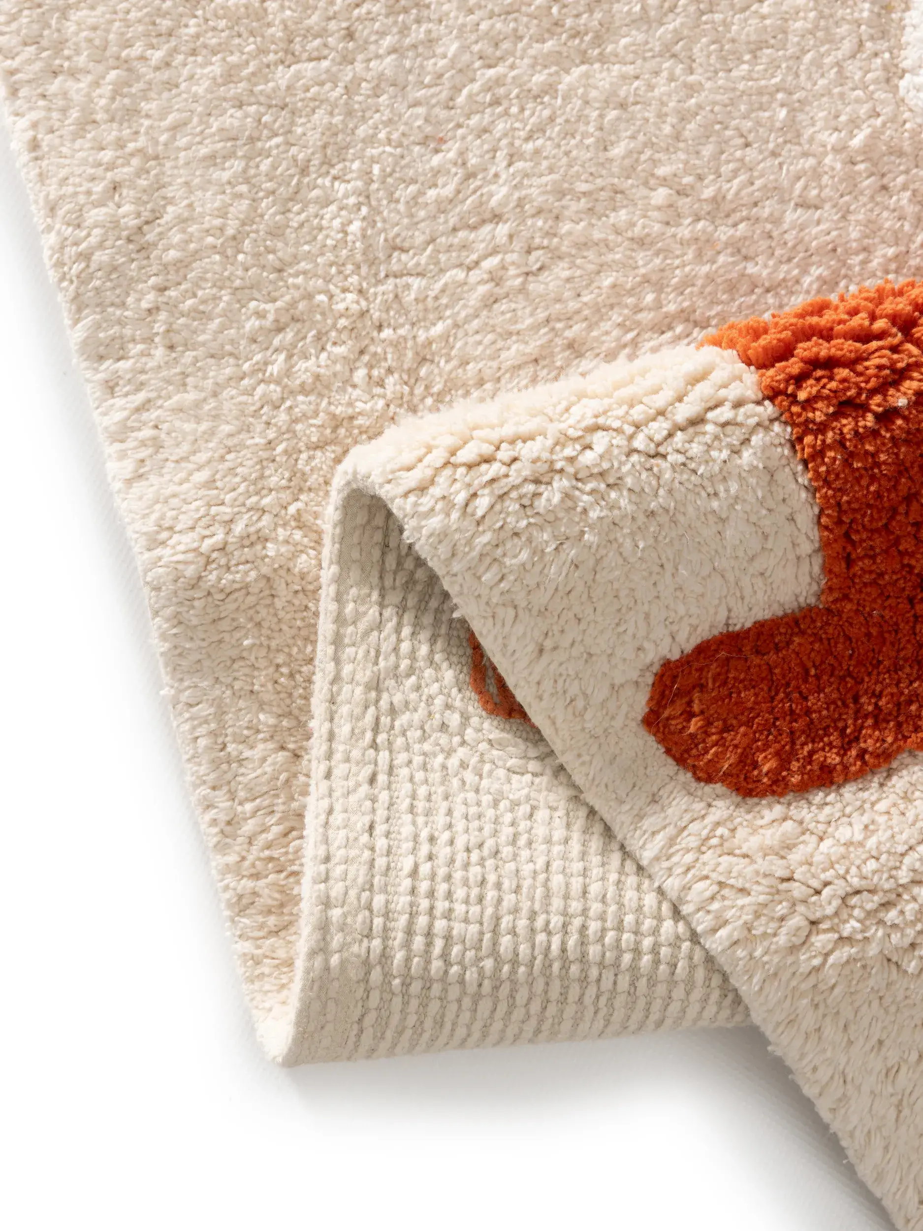 Teppich aus 100% Recycelte Baumwolle in Beige mit 100% Recycelte Baumwolle hohem Flor von Lytte