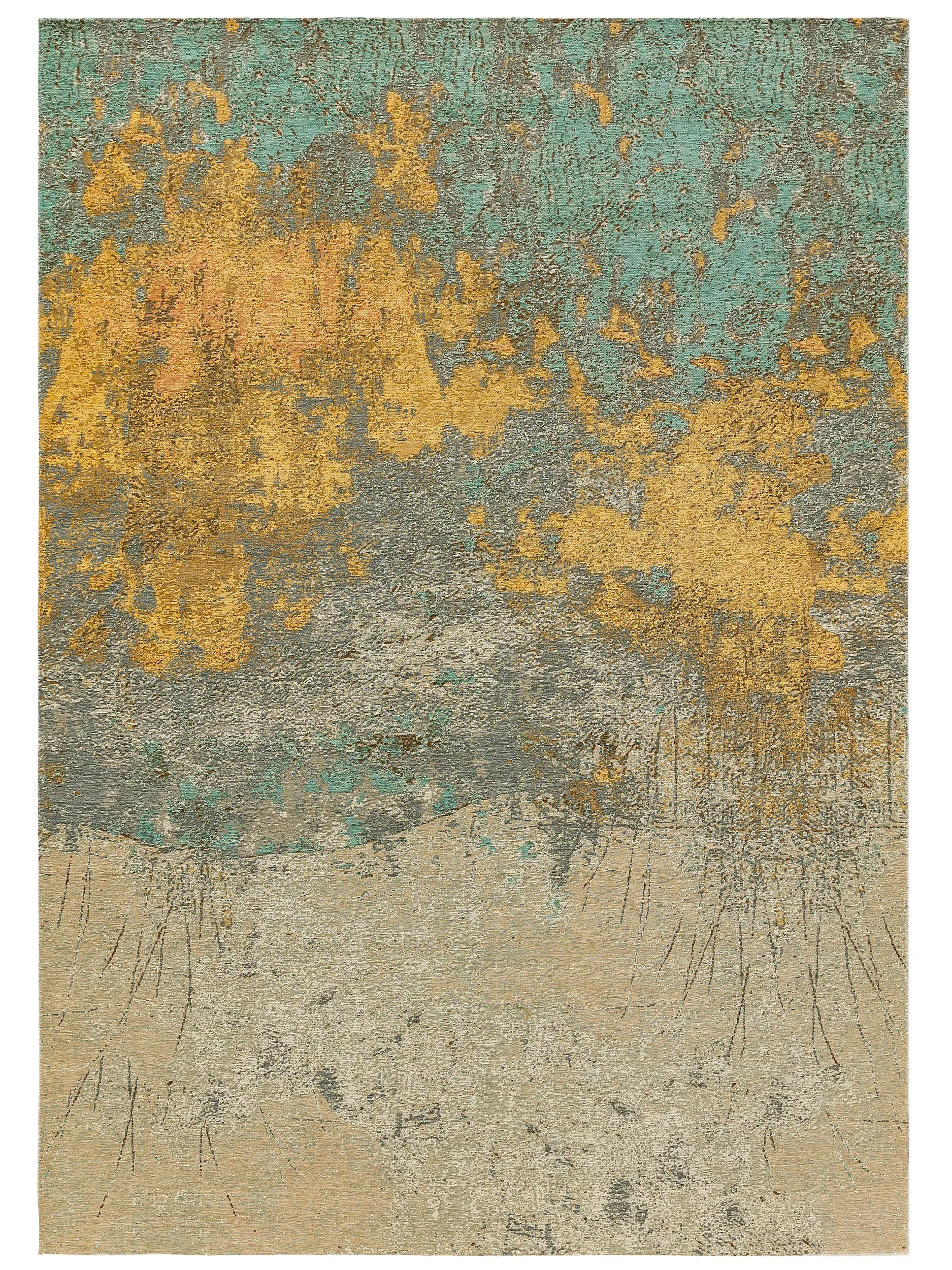 Alfombra de tejido plano Frencie Beige/Azul de 