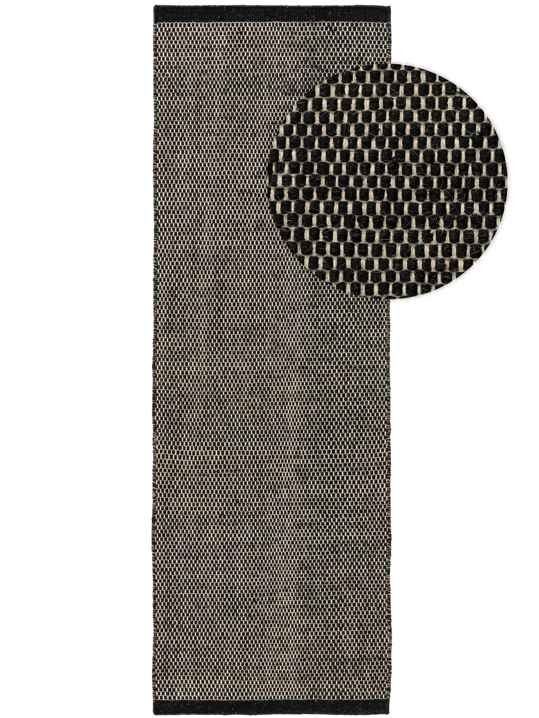 Rug made of 80% Wolle, 20% Baumwolle in Schwarz/Weiß with a 80% Wolle, 20% Baumwolle high pile by benuta Pure