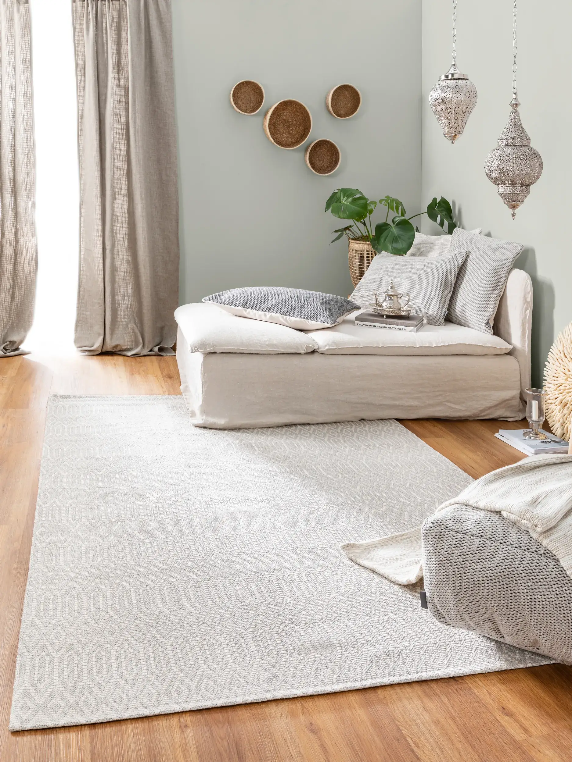 Teppich aus 100% Baumwolle in Grau mit 100% Baumwolle hohem Flor von benuta Nest