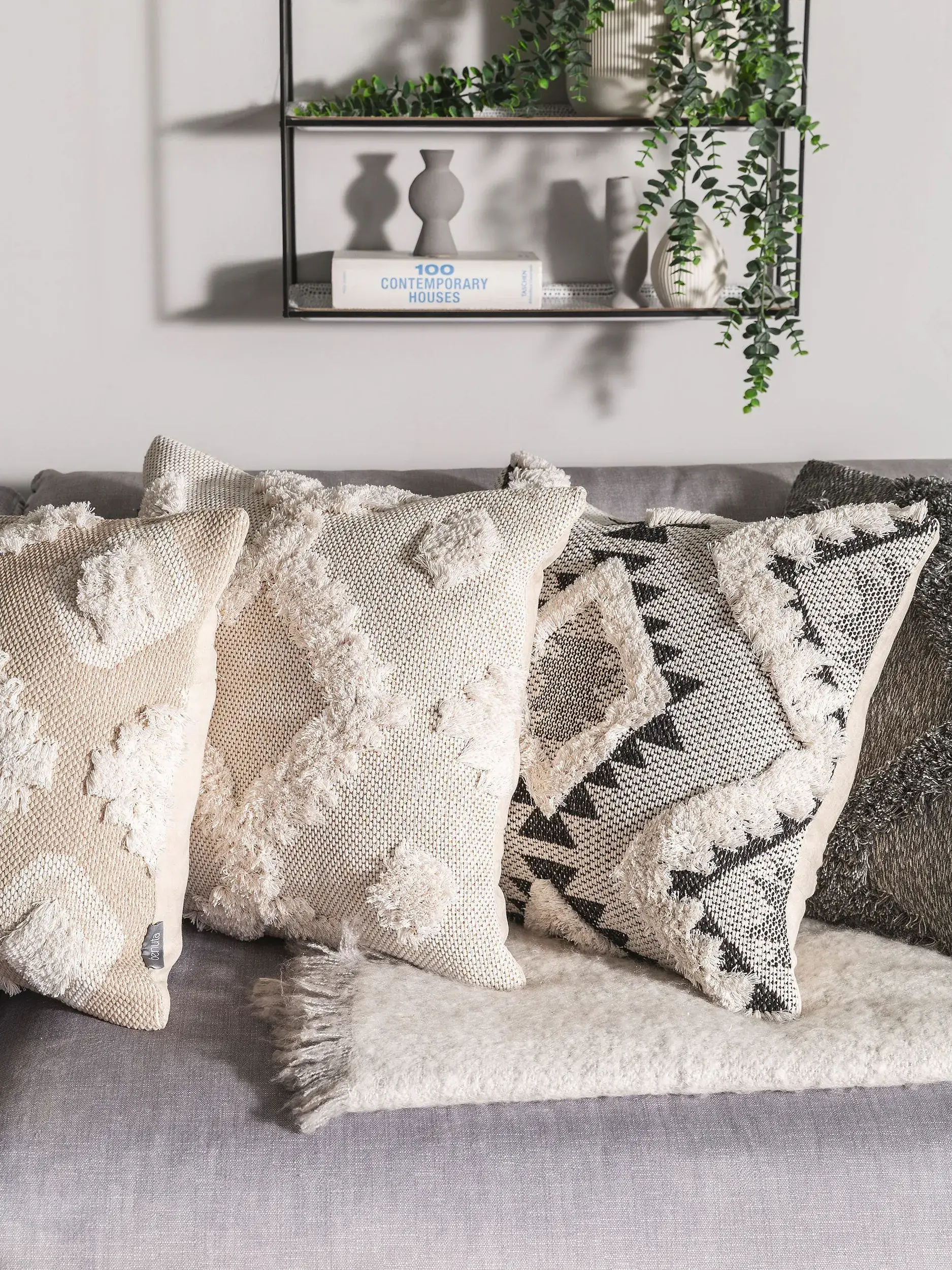 Kissenbezug Bodo Cream/Beige im Design Kelim aus 100% Baumwolle von benuta Pop