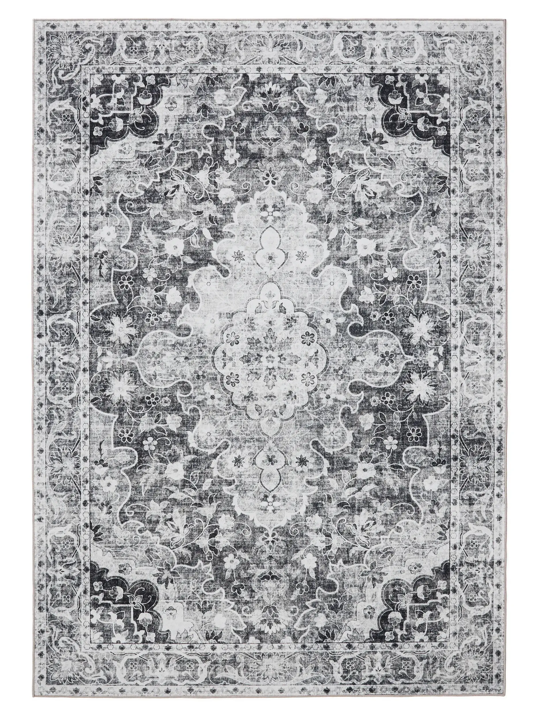 Rug made of 100% Polyester in Grey with a 100% Polyester high pile by benuta Basic