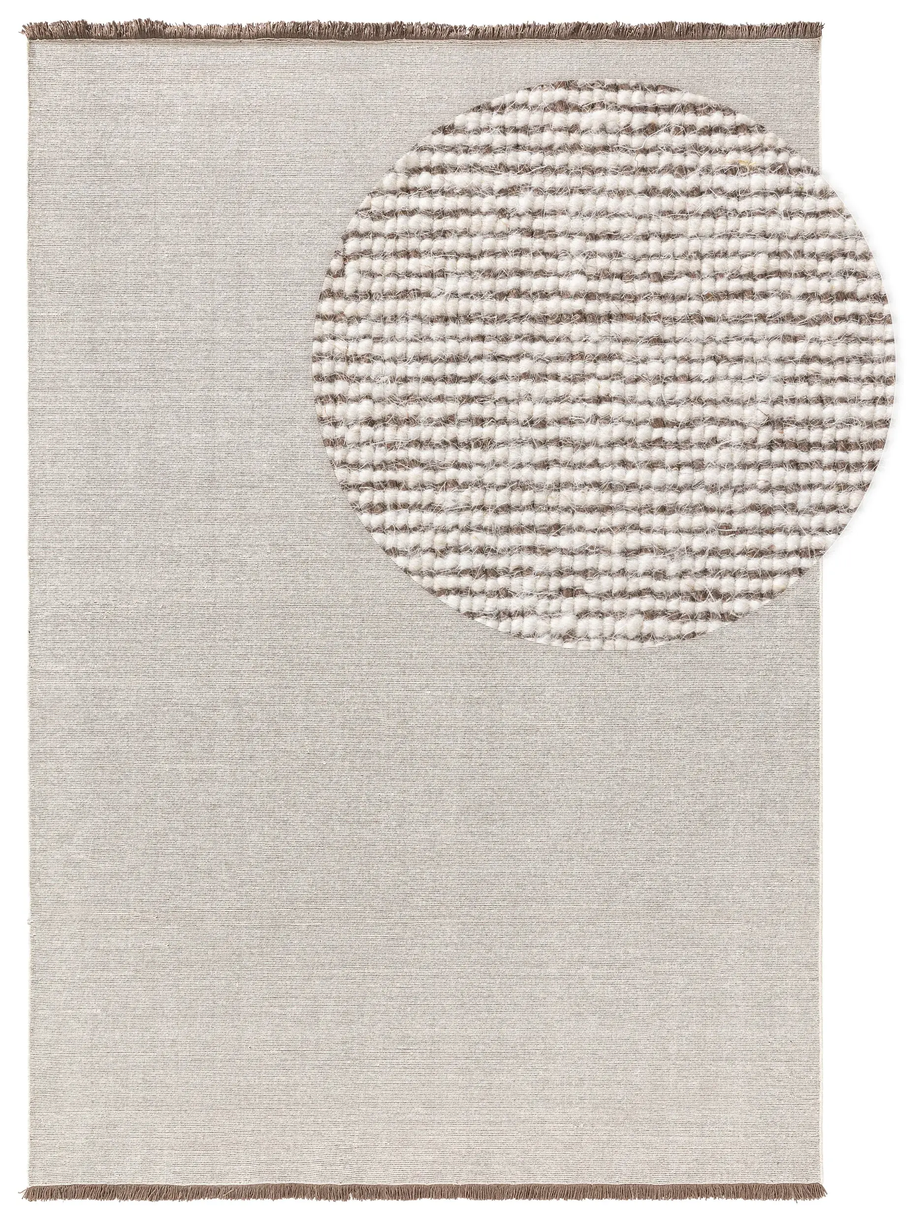 Teppich aus 70% Wolle, 30% Baumwolle in Braun mit 70% Wolle, 30% Baumwolle hohem Flor von benuta Nest