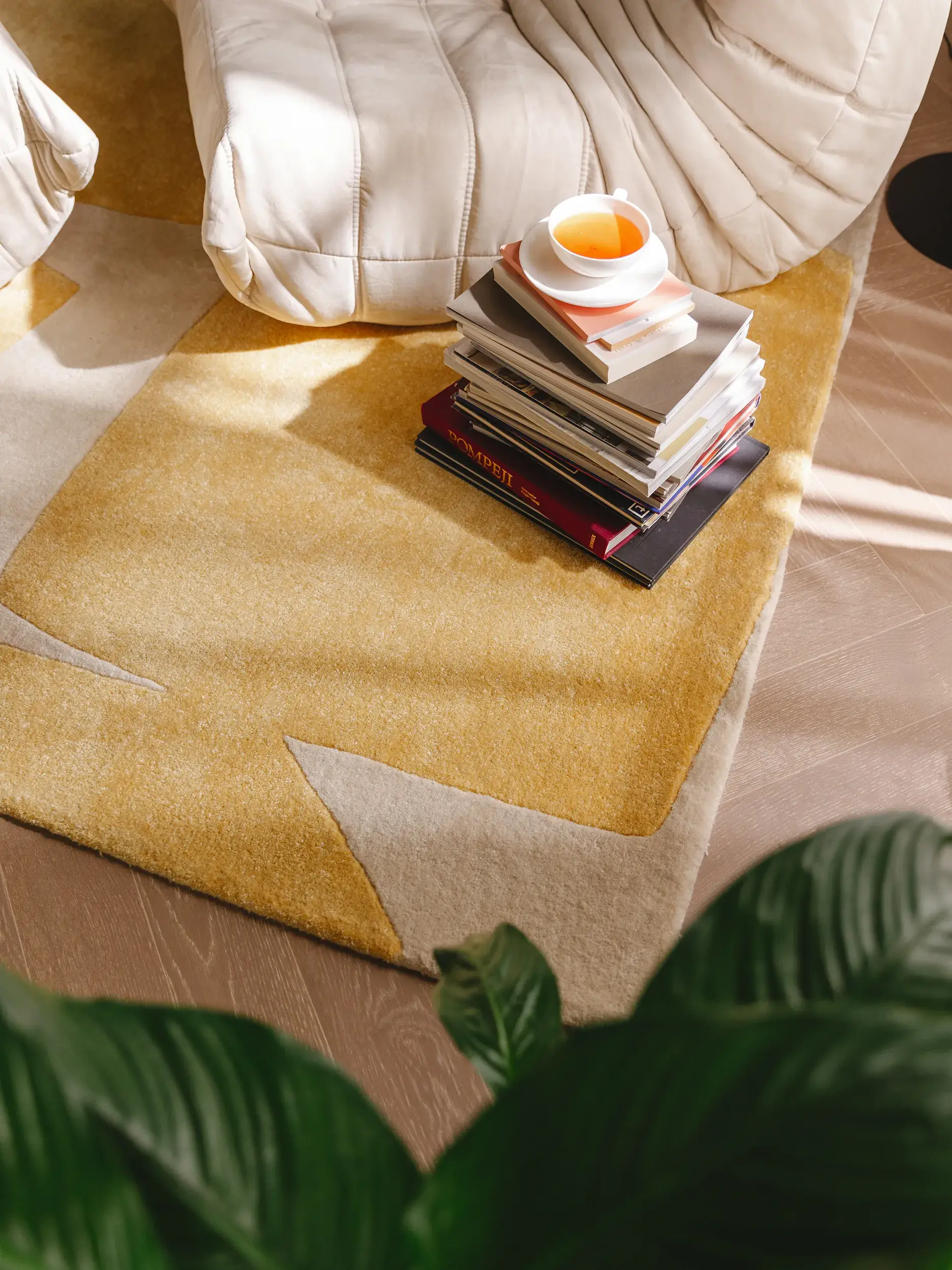 Rug made of 100% Polyester (recyceltes PET) in Gelb with a 100% Polyester (recyceltes PET) high pile by benuta Pure