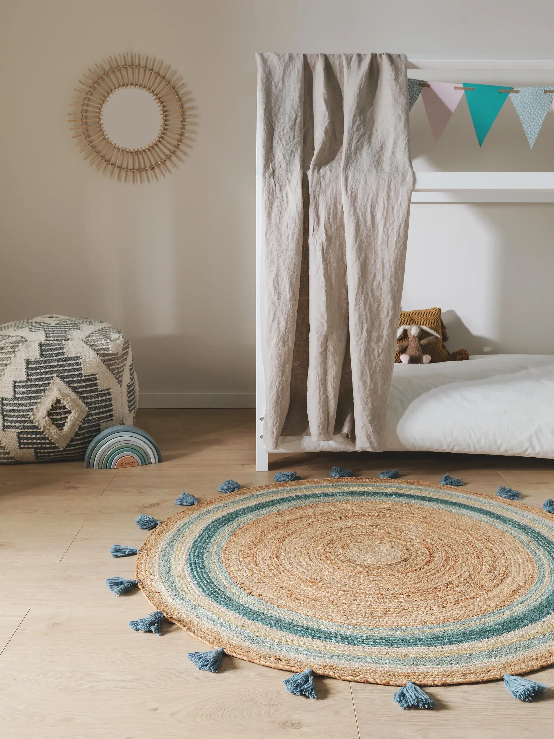 Tapijt van 100% Jute in Veelkleurig met een 100% Jute hoge pool van Lytte