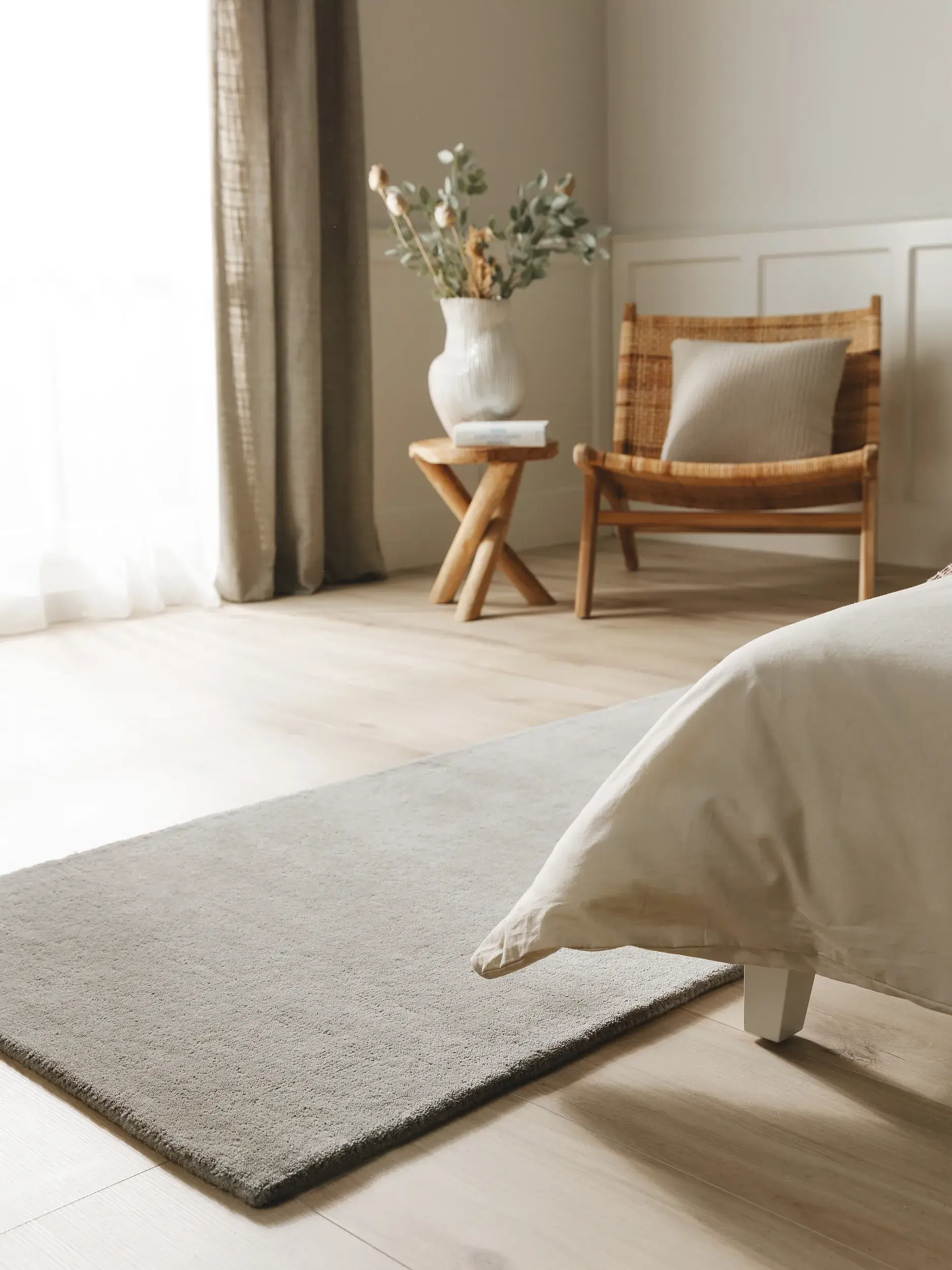 Tapis en 100% Laine en Gris avec une pile de 100% Laine de hauteur de benuta nest