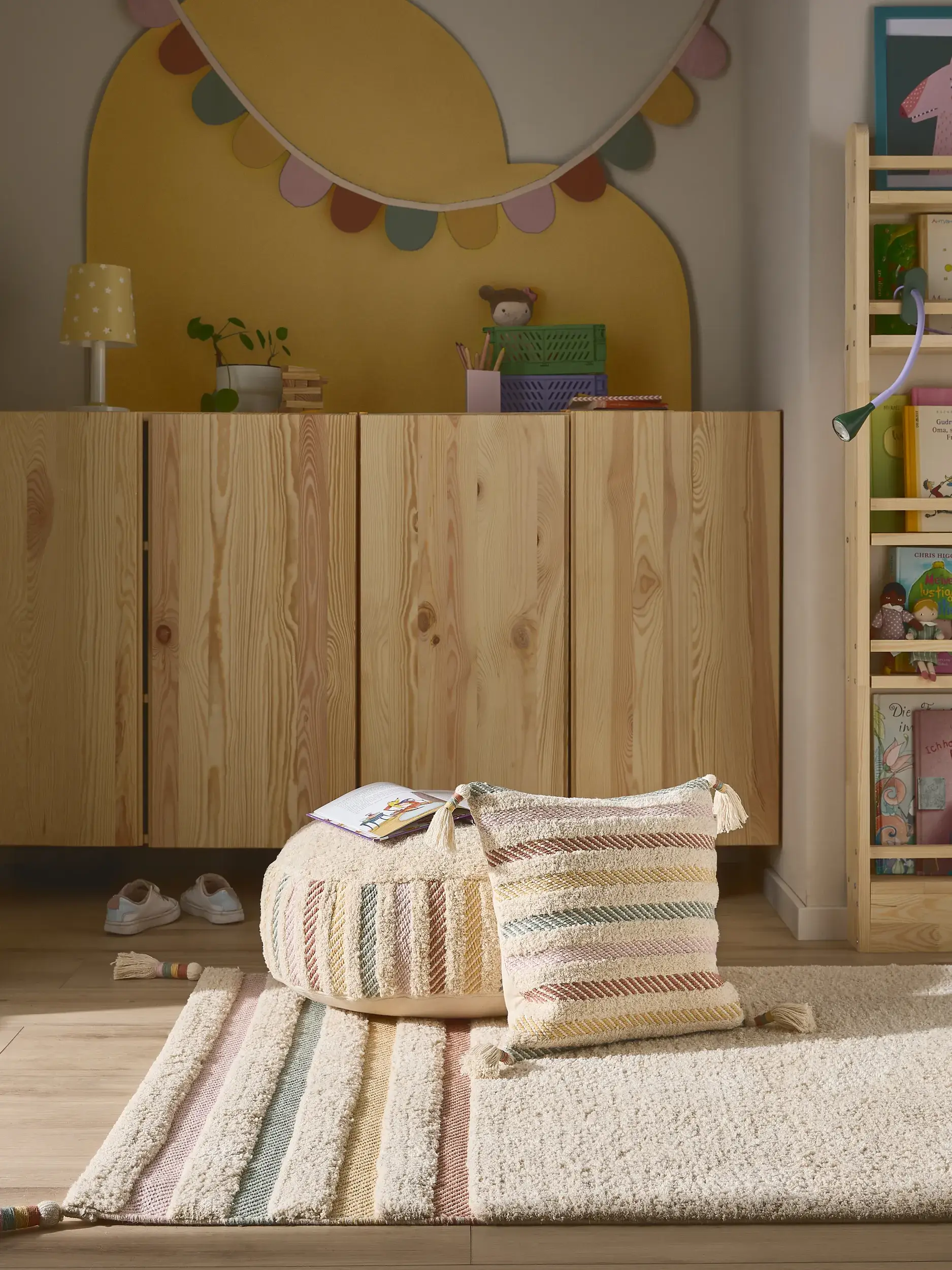 Teppich aus 100% Baumwolle in Multicolor mit 100% Baumwolle hohem Flor von Lytte