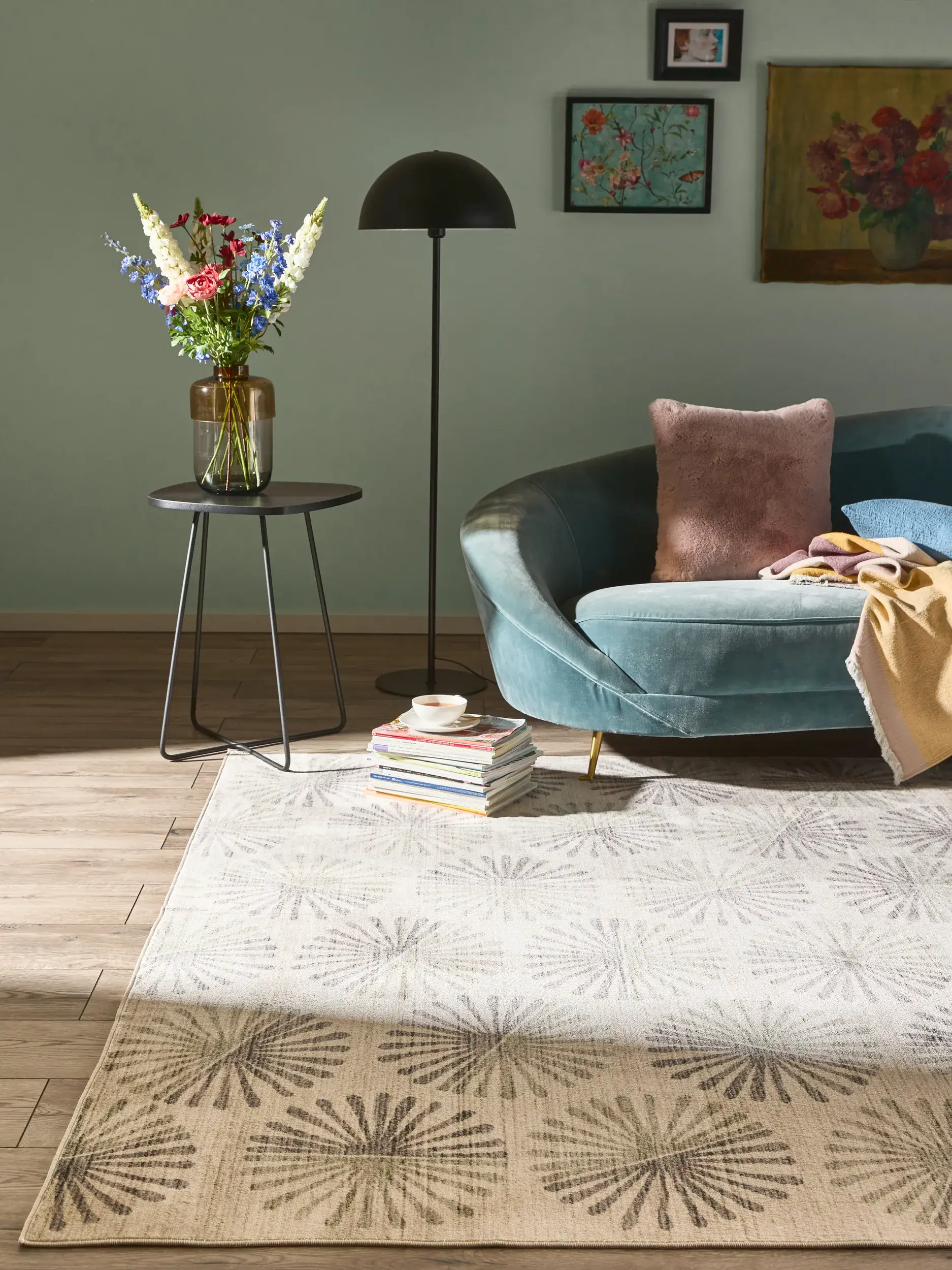 Rug made of 100% Polyester in Beige with a 100% Polyester high pile by benuta Nest