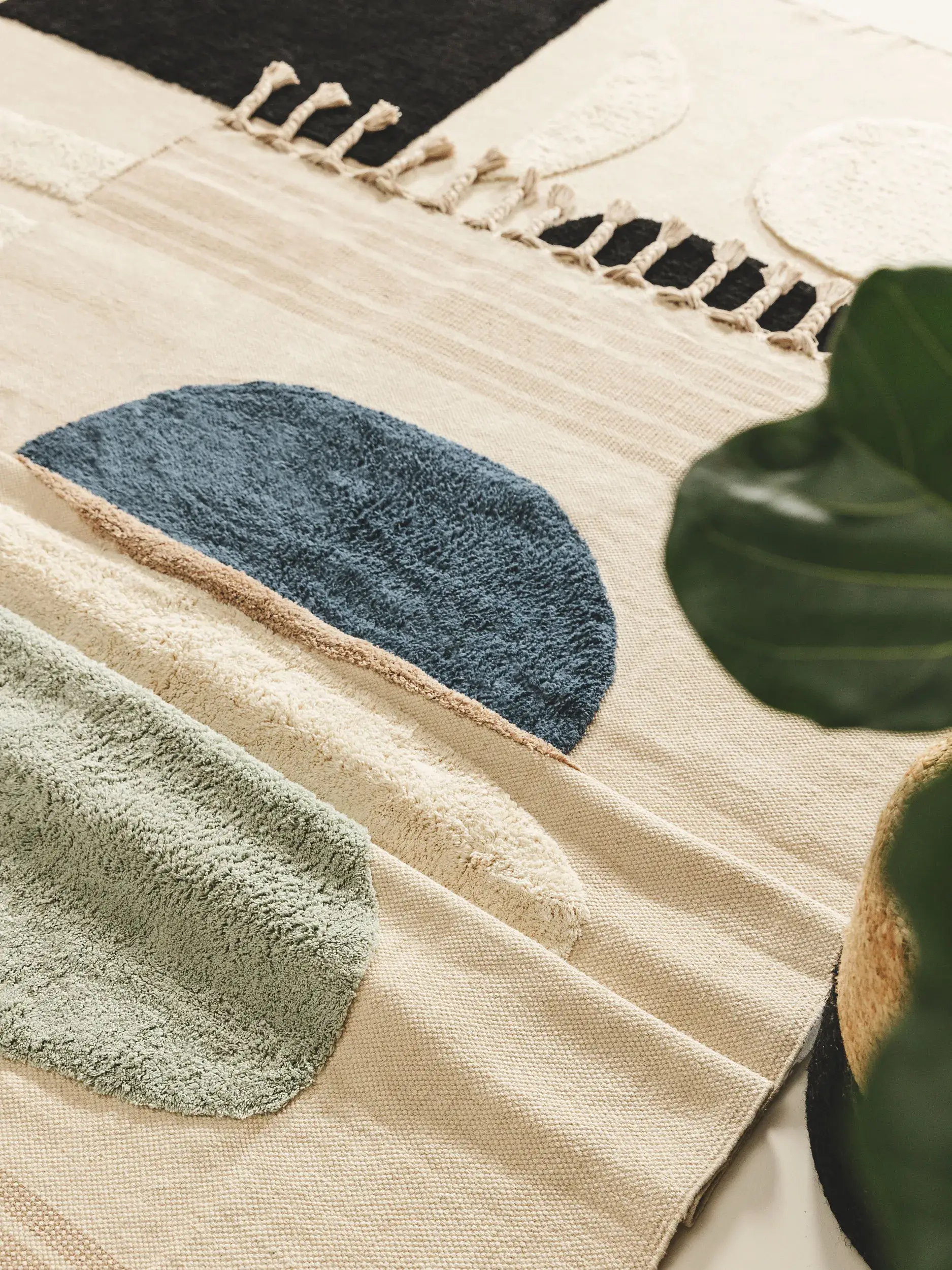 Teppich aus 100% Baumwolle in Blau mit 100% Baumwolle hohem Flor von benuta Pop