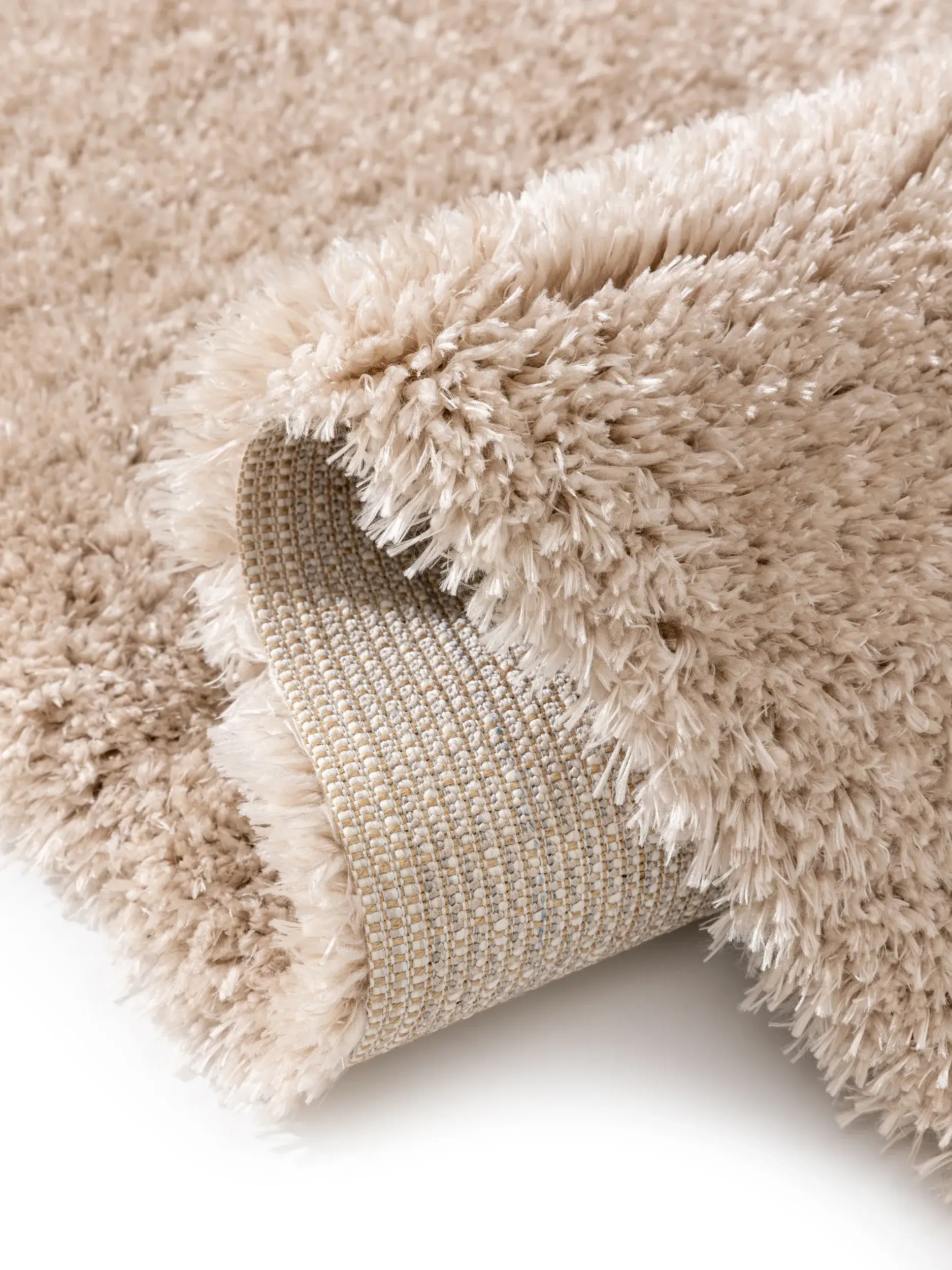 Rug made of 100% Polyester in Beige with a 100% Polyester high pile by benuta Pop