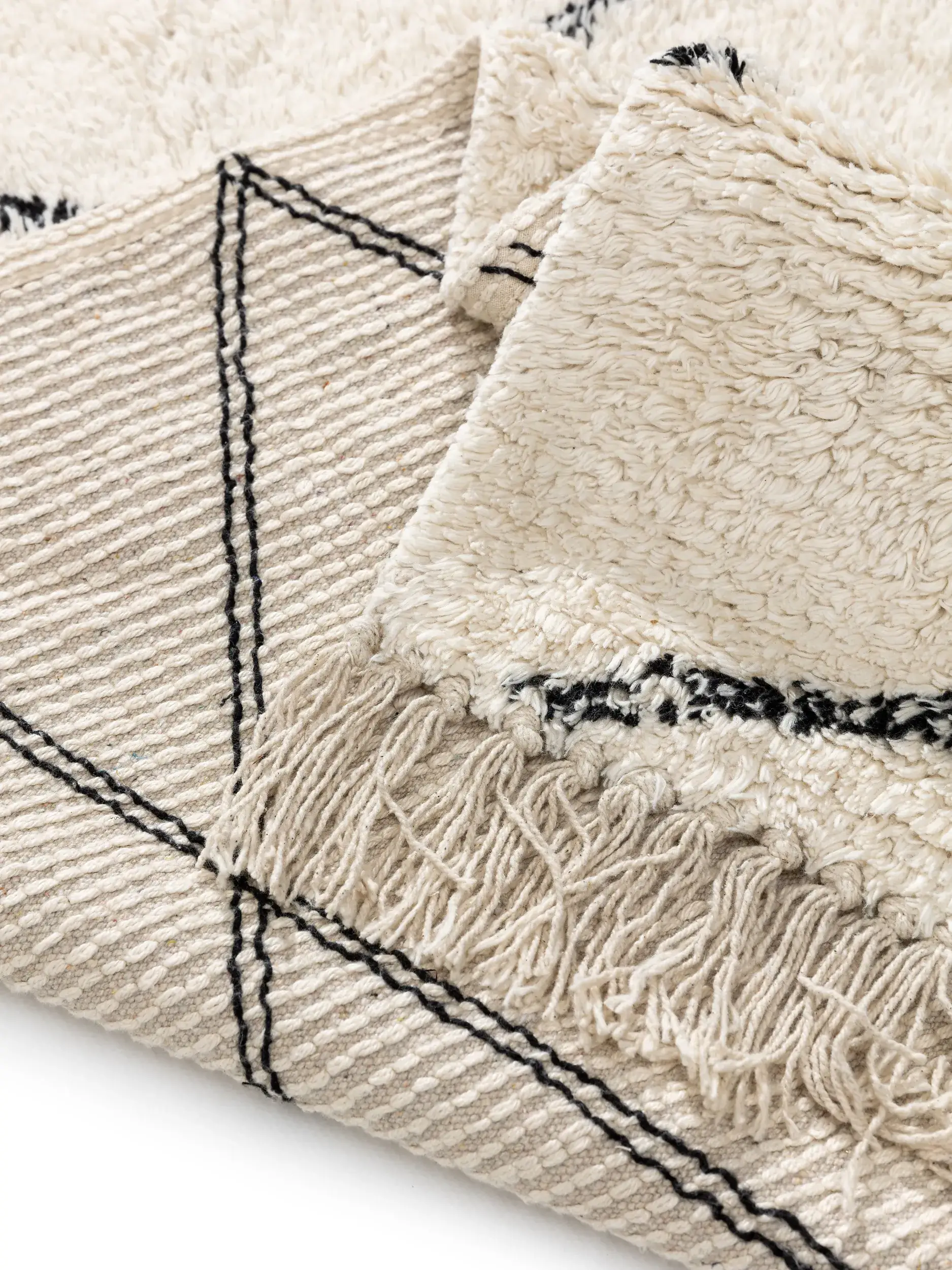 Tappeto da bagno Naomi Crema in Geometrico-ontwerp van 100% Cotone door benuta nest