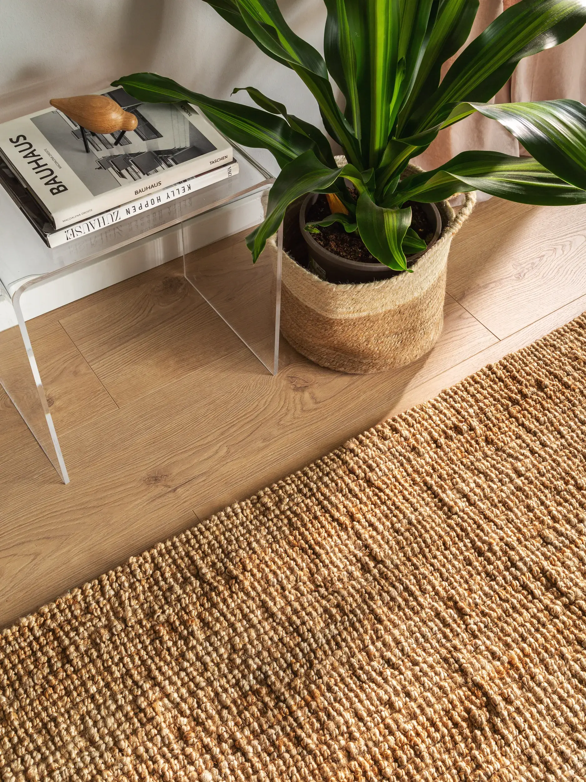 Matta av 100% Jute i Beige med 100% Jute hög lugg från benuta pure