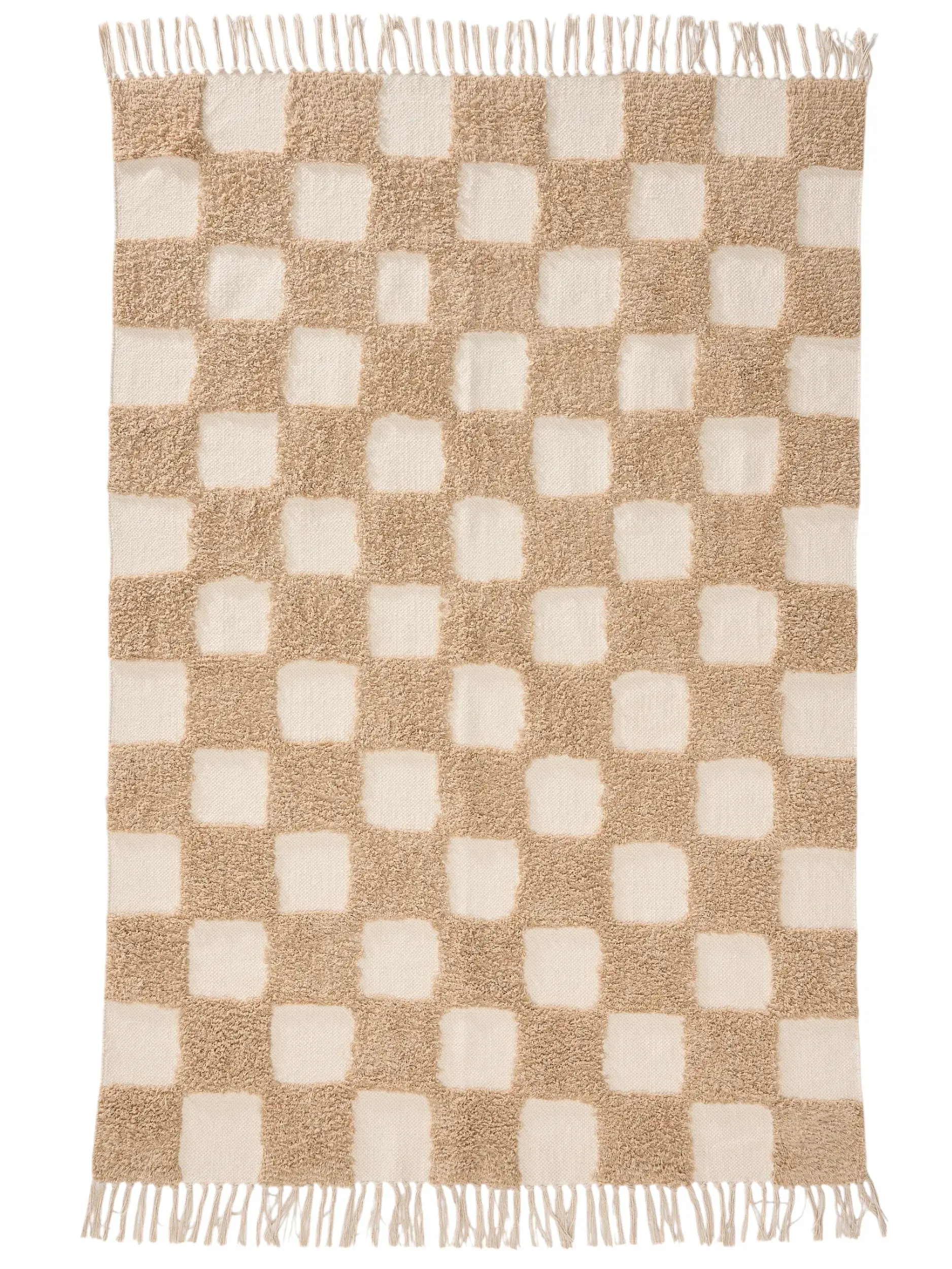 Rug made of 100% Cotton in Beige with a 100% Cotton high pile by Lytte