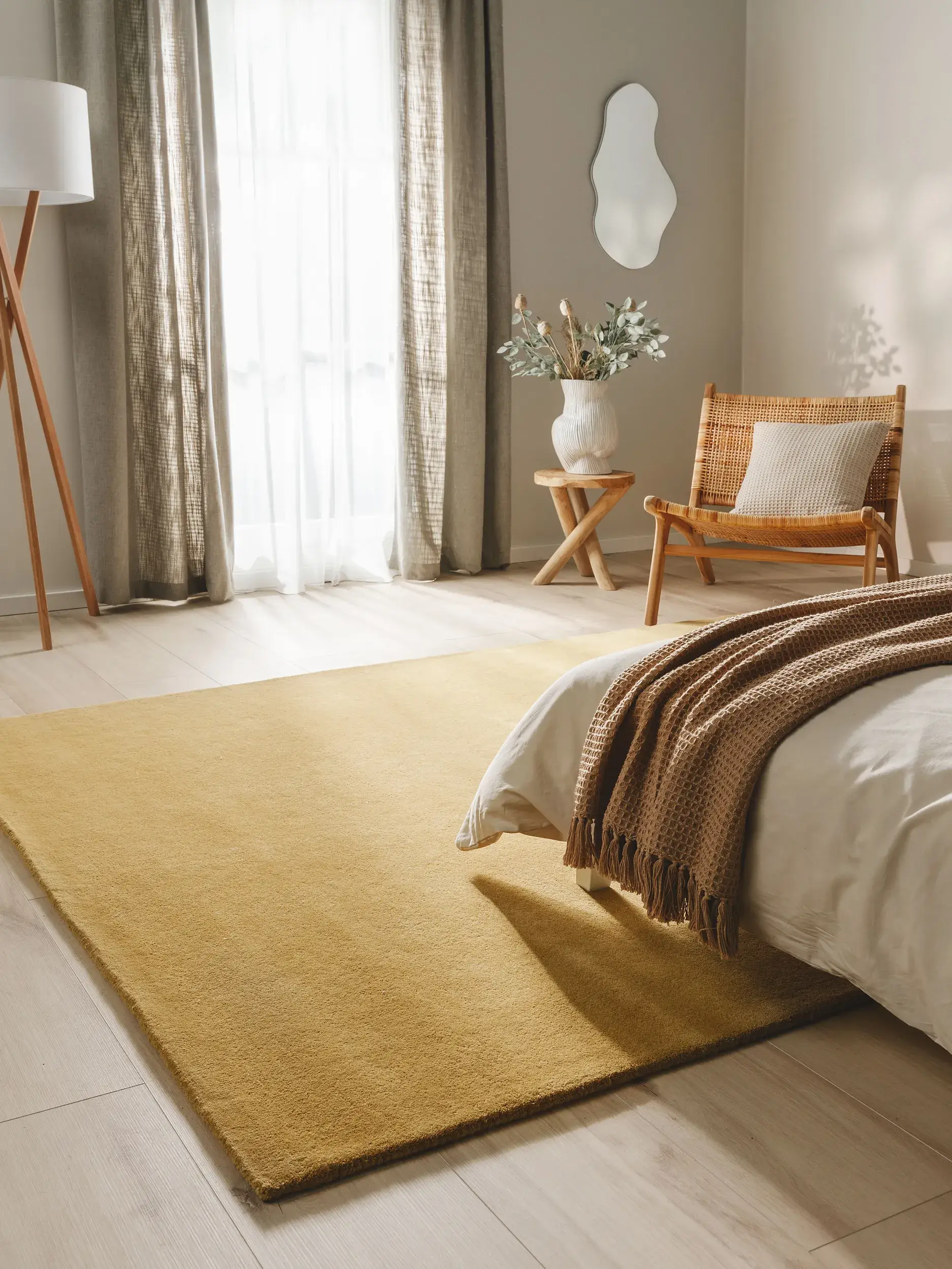 Teppich aus 100% Wolle in Gelb mit 100% Wolle hohem Flor von benuta Nest