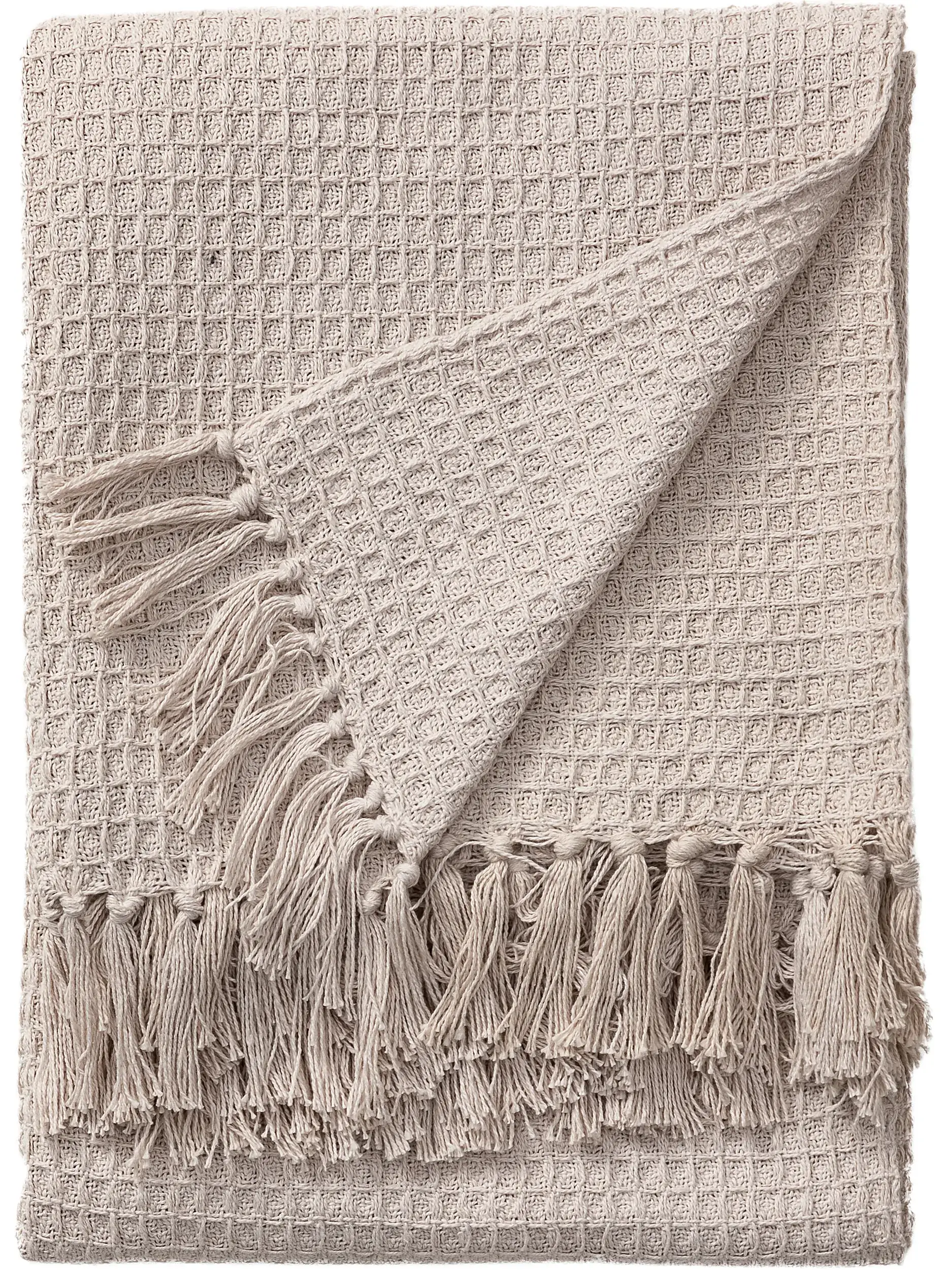 Baumwolldecke Amalia Ivory im Design Reliefoptik aus 100% Baumwolle von benuta Pure