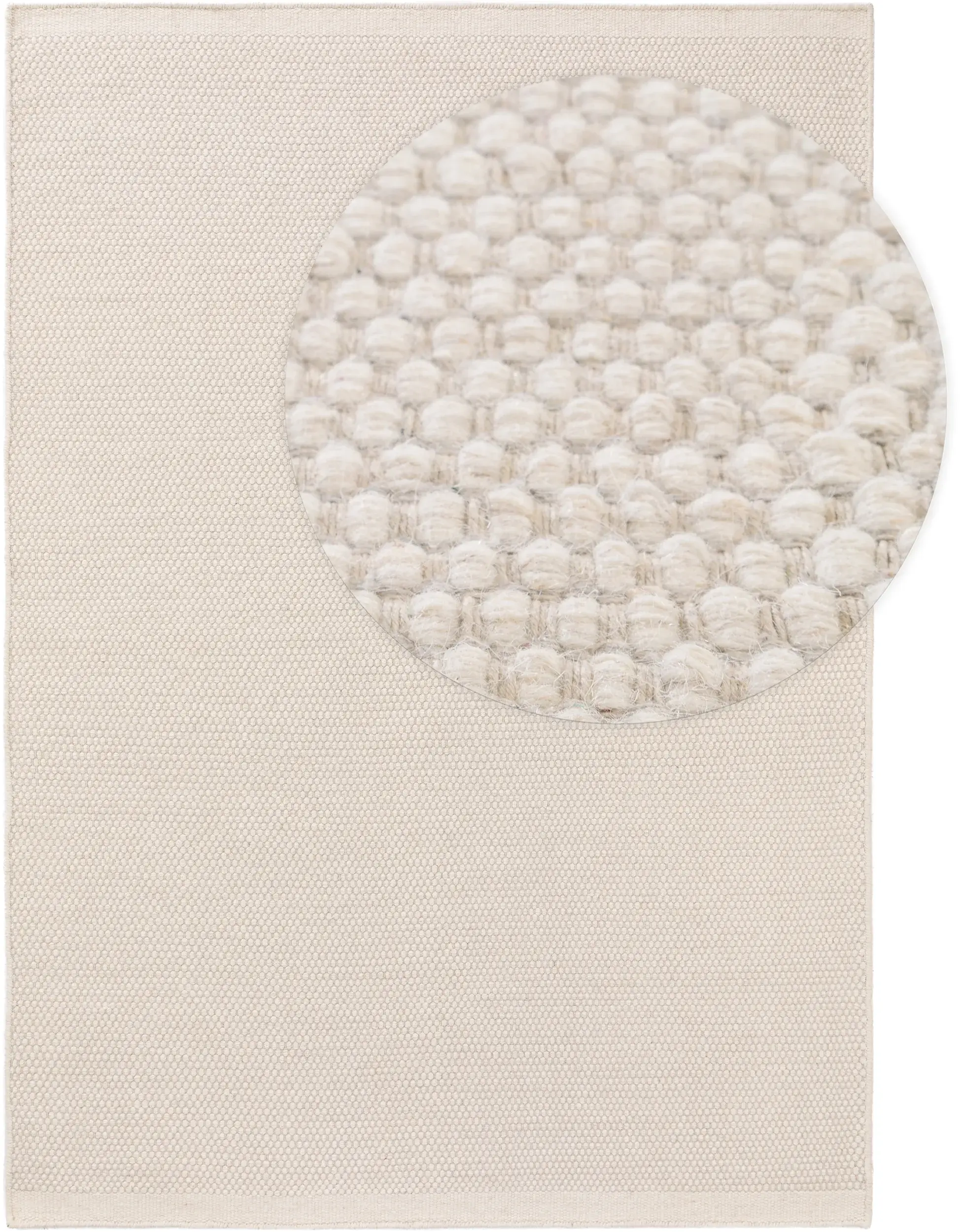 Teppich aus 80% Wolle, 20% Baumwolle in Weiß mit 80% Wolle, 20% Baumwolle hohem Flor von benuta Pure