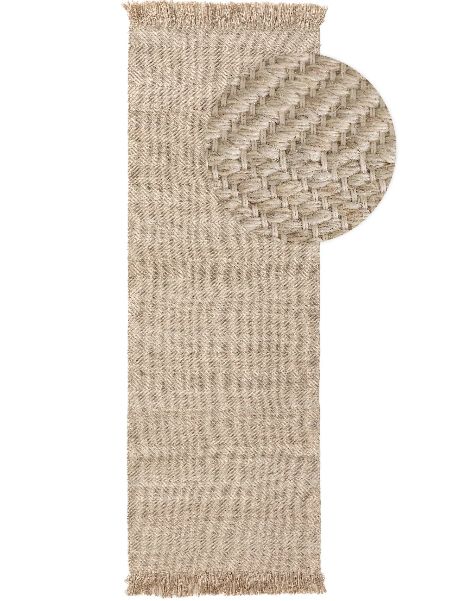 Teppich aus 60% Wolle, 20% Baumwolle, 20% Polyester in Beige mit 60% Wolle, 20% Baumwolle, 20% Polyester hohem Flor von benuta Pure