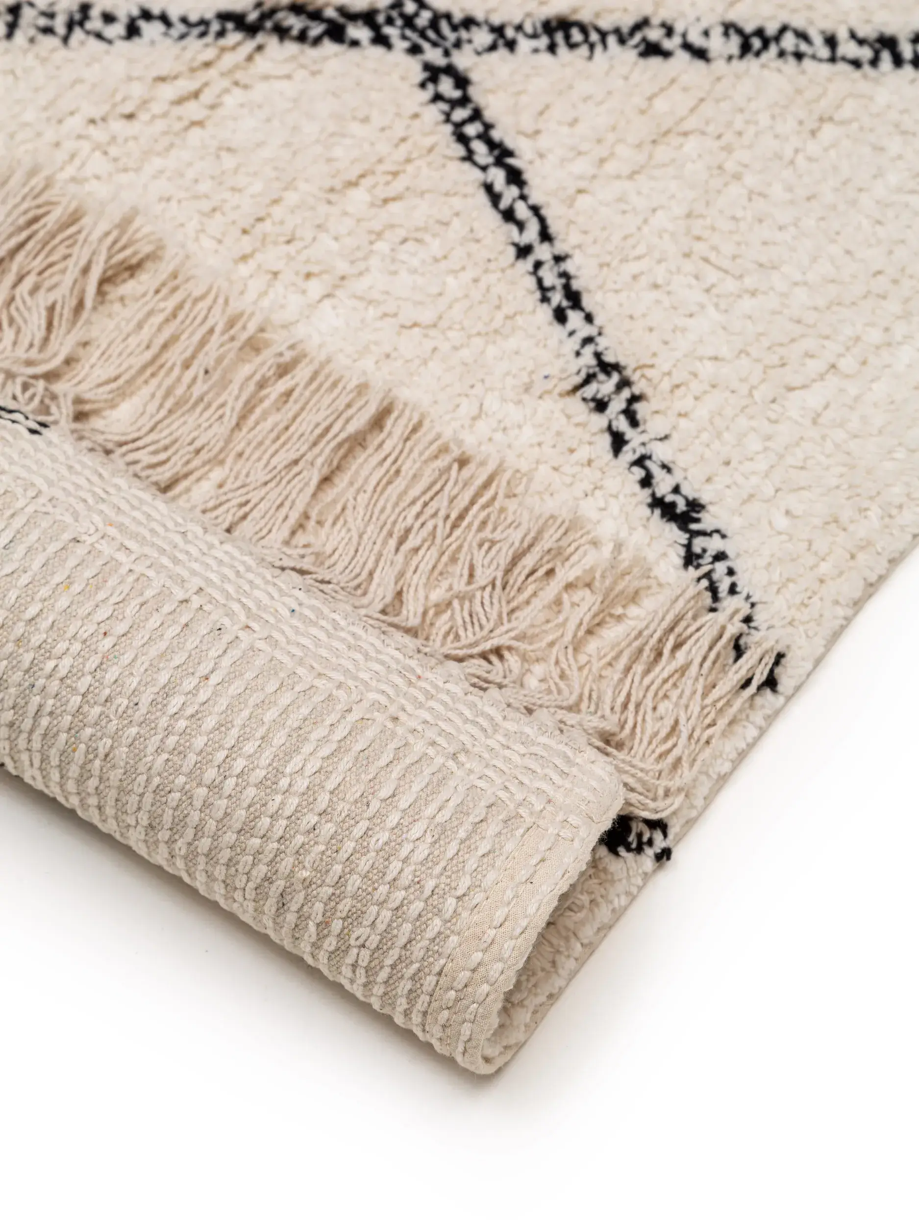 Tapijt van 100% Katoen in Beige met een 100% Katoen hoge pool van benuta nest