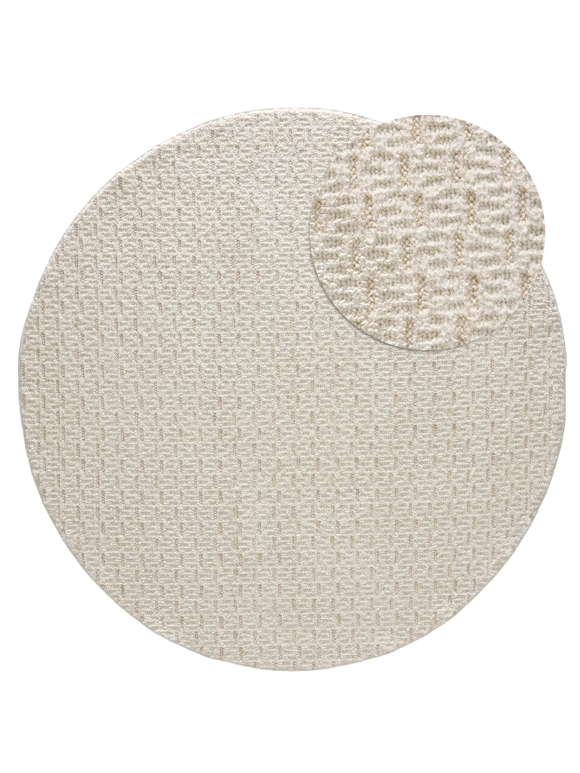 Teppich aus 100% Polyester in Weiß mit 100% Polyester hohem Flor von benuta Nest