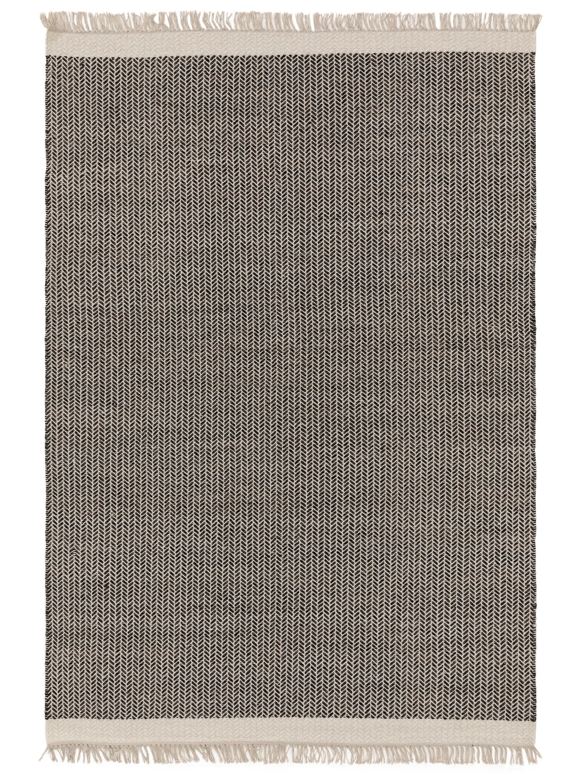 Alfombra de 60% Lana, 40% Algodón en Blanco/Negro con un pelo de {{Placeholder_Pile Height}} de altura de benuta pure