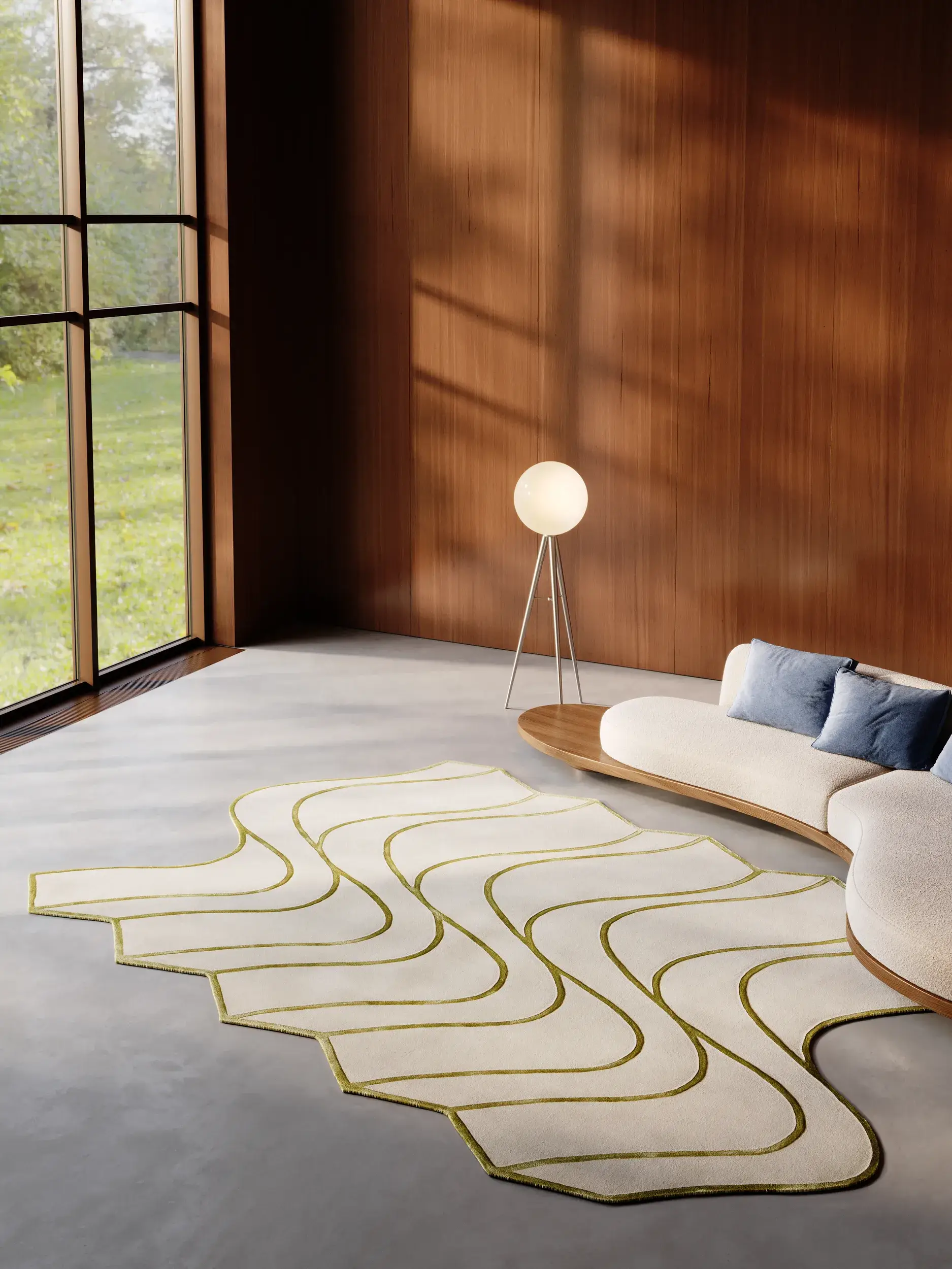 Rug made of 85% Wool, 15% Lyocell (Tencel™) in Beige with a 85% Wool, 15% Lyocell (Tencel™) high pile by benuta Finest