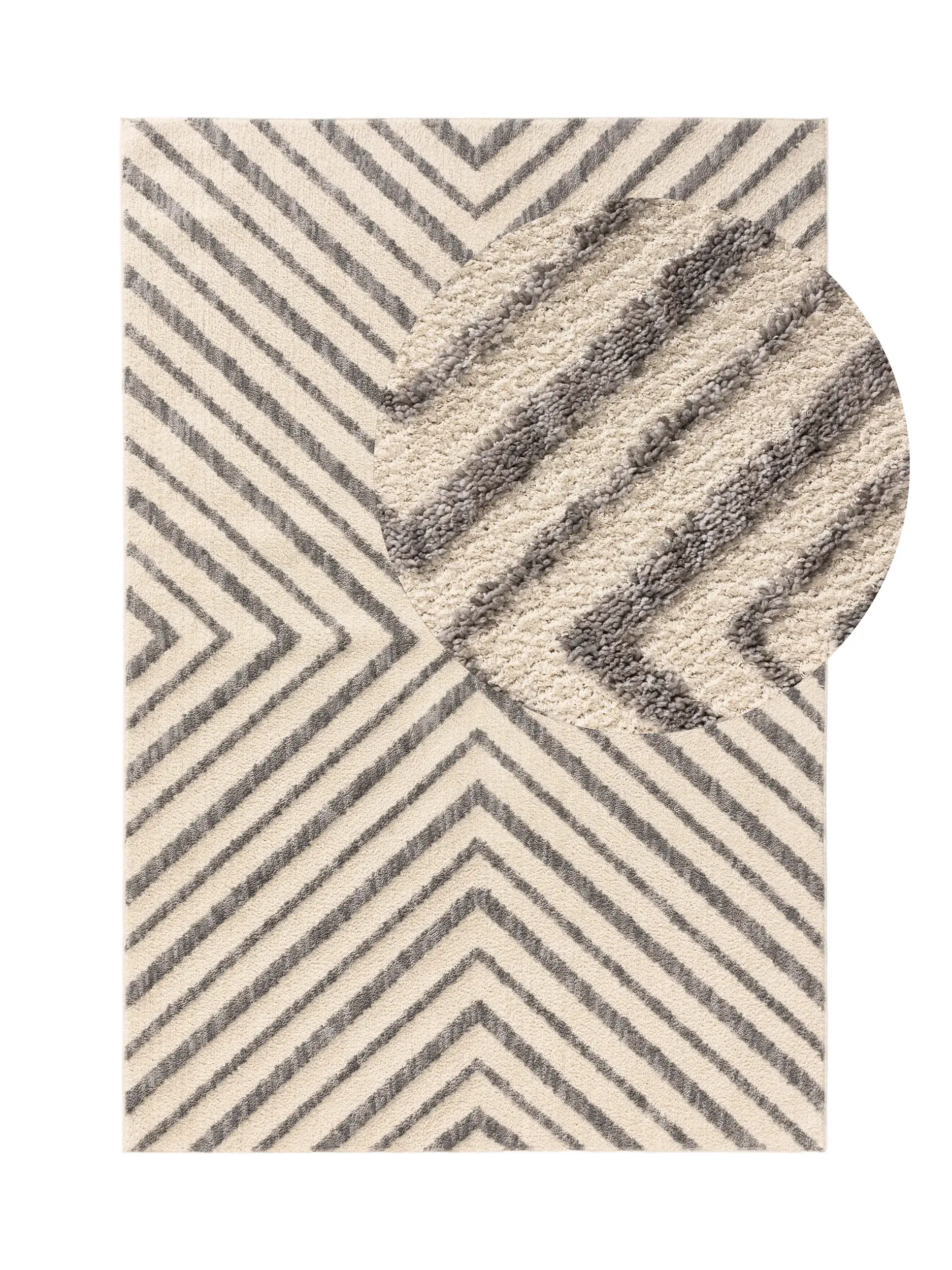 Rug made of 100% Polyester in White with a 100% Polyester high pile by benuta Pop
