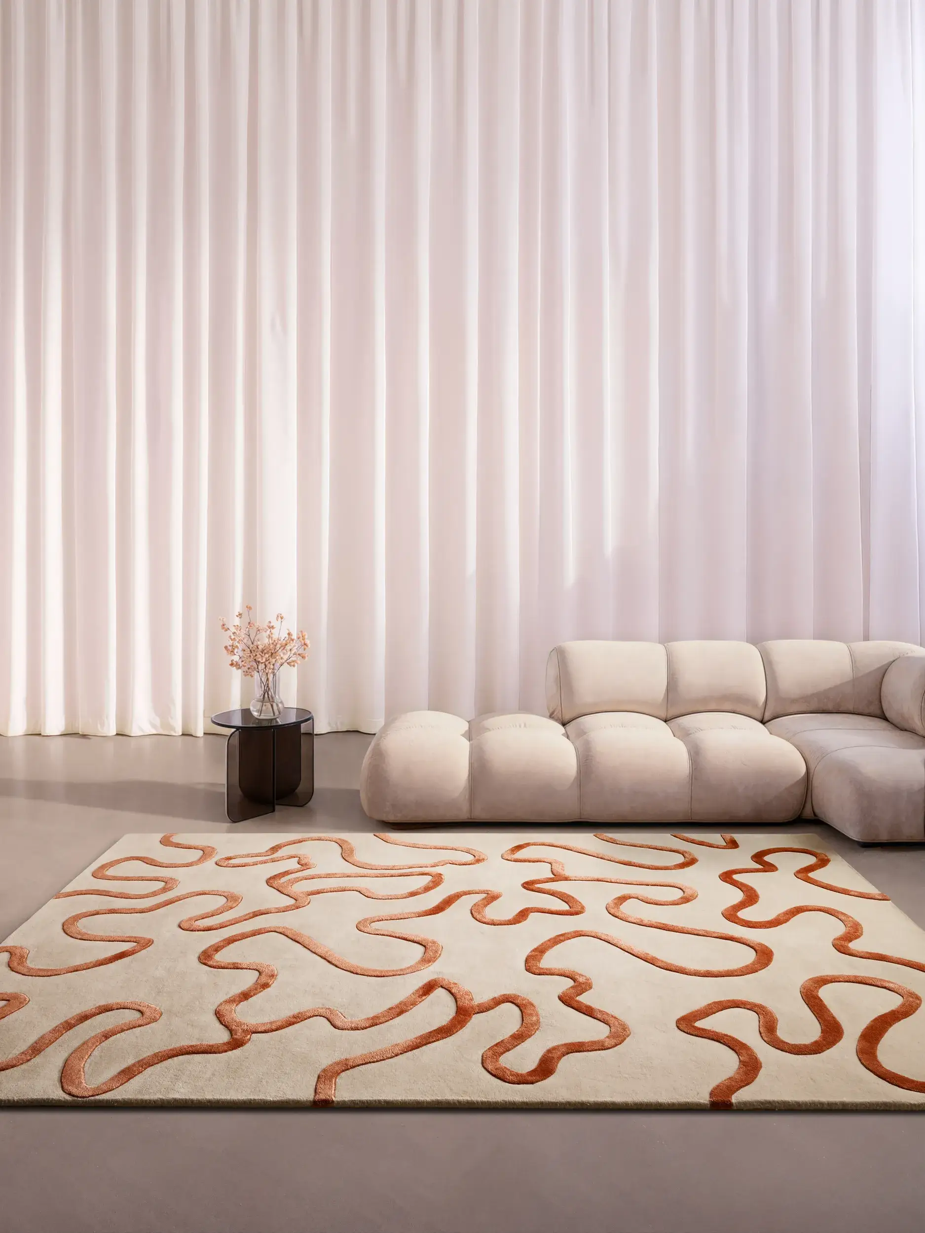 Tæppe Keith af 75% Uld, 25% Lyocell (Tencel™) i Beige fra benuta Finest