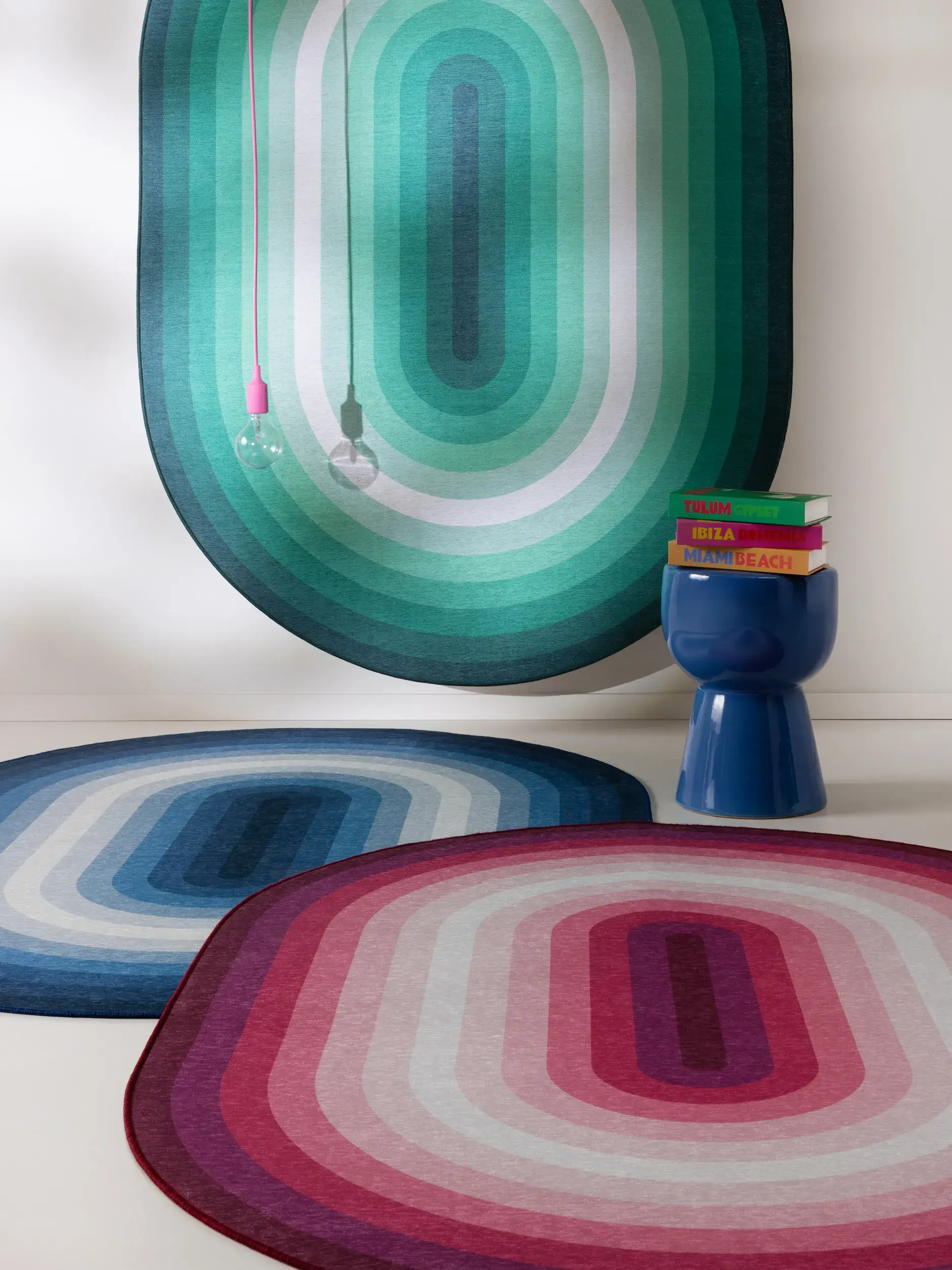 Tapis en 100% Polyester en Bleu avec une pile de 100% Polyester de hauteur de benuta POP
