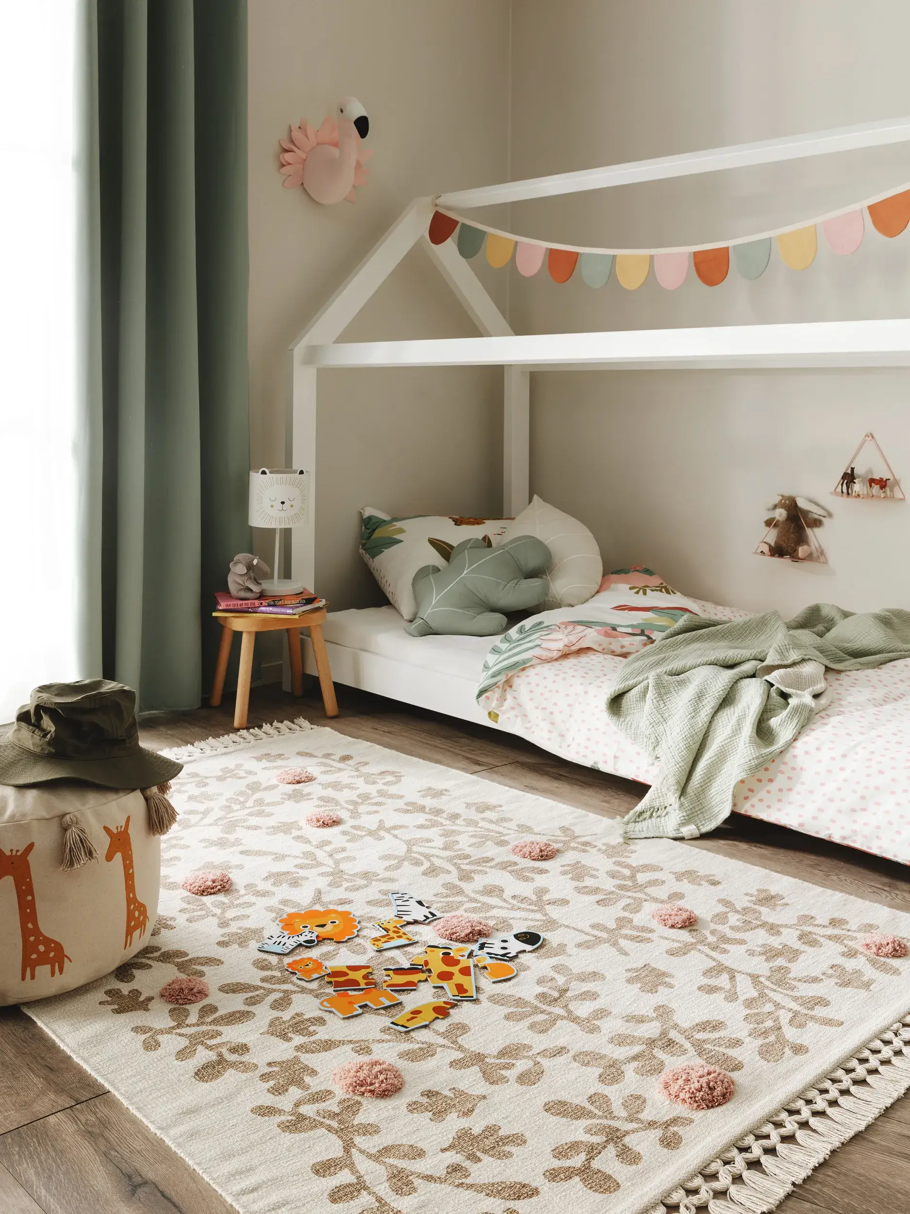 Teppich aus 100% Baumwolle in Beige mit 100% Baumwolle hohem Flor von Lytte
