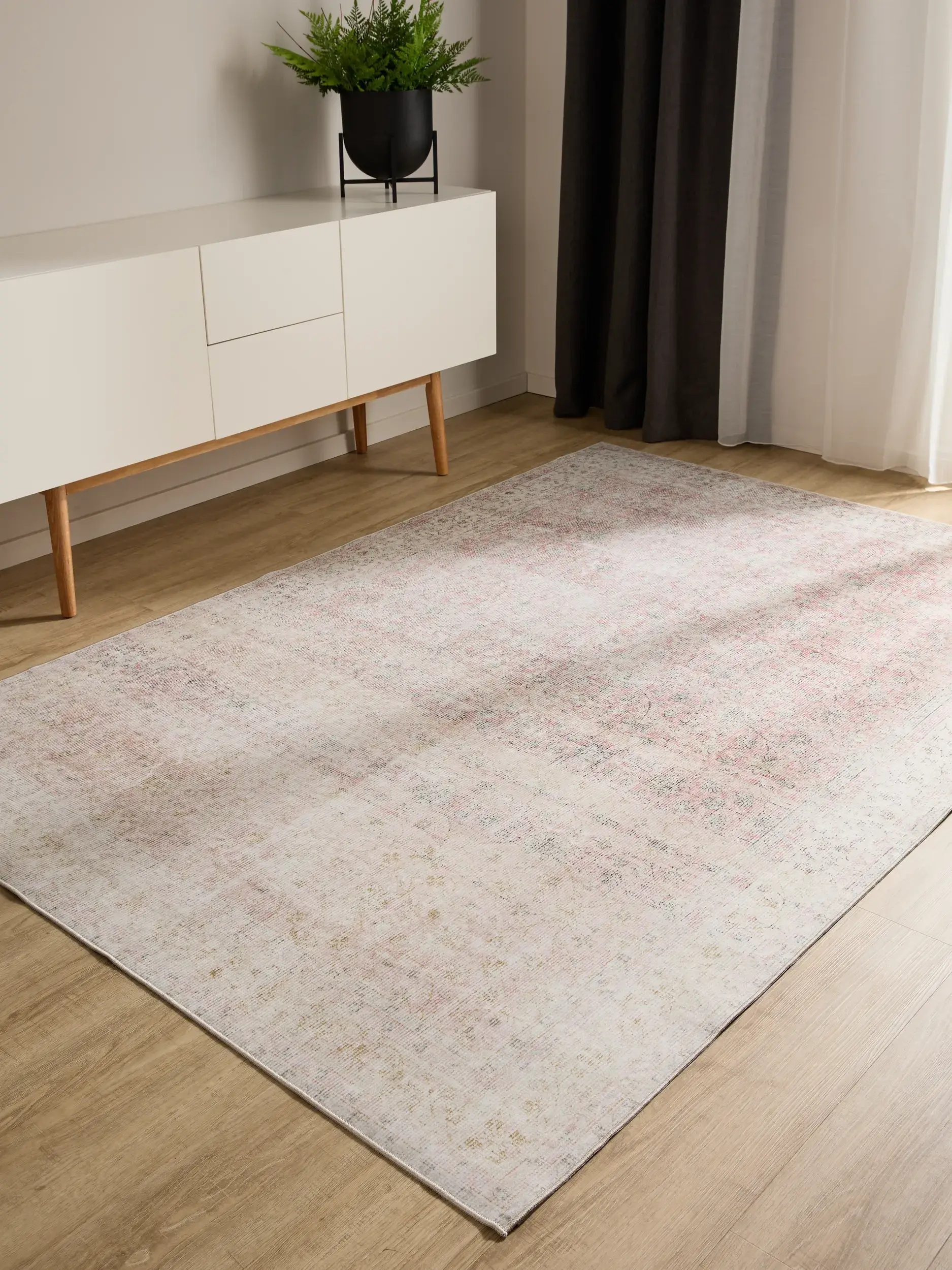 Rug made of 100% Polyester in Beige with a 100% Polyester high pile by benuta Basic