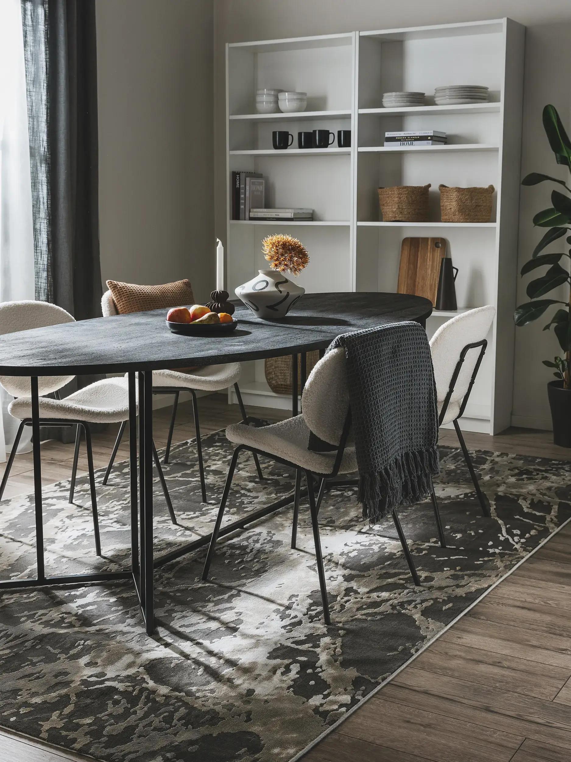 Tappeto di 100% Poliestere in Grigio con pelo alto 100% Poliestere da benuta nest