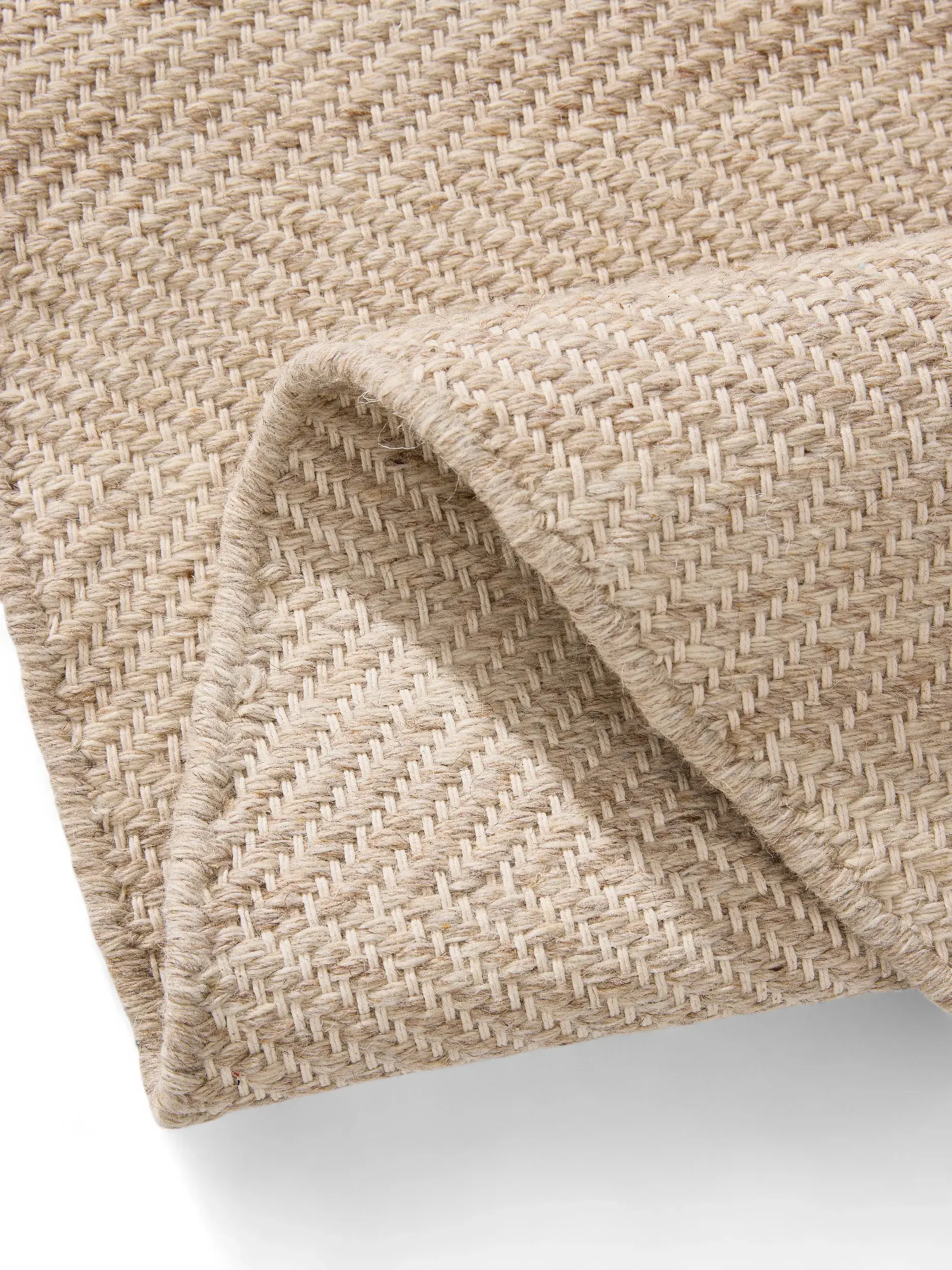 Teppich aus 60% Wolle, 20% Baumwolle, 20% Polyester in Beige mit 60% Wolle, 20% Baumwolle, 20% Polyester hohem Flor von benuta Pure