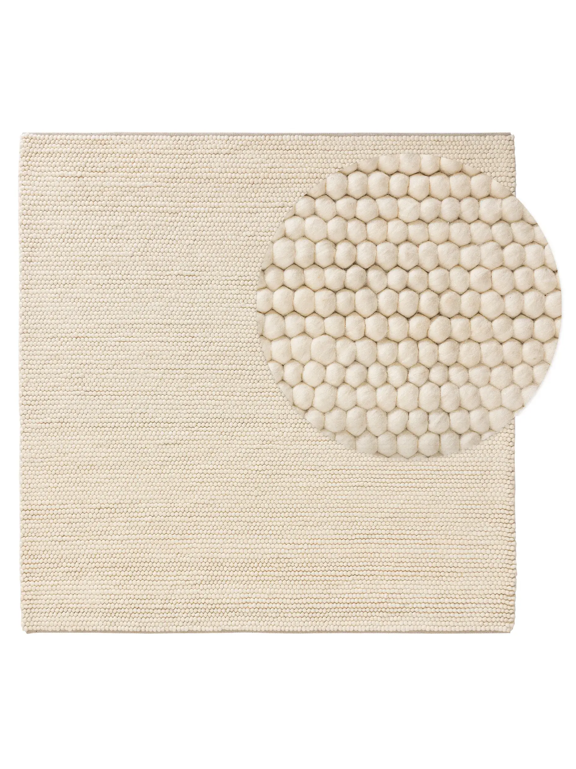 Teppich aus 70% Wolle, 30% Polyester in Beige mit 70% Wolle, 30% Polyester hohem Flor von benuta Pure