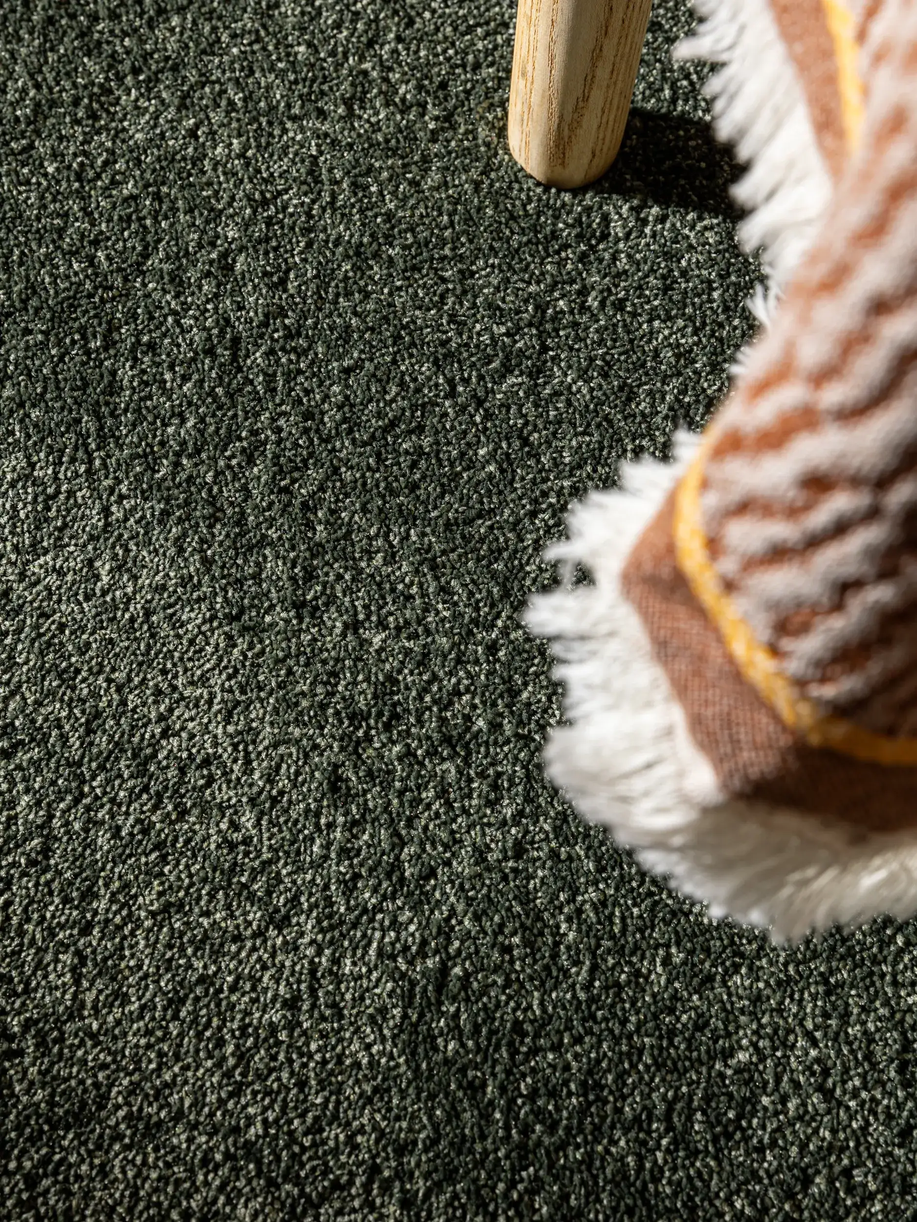 Tapijt van 100% Polyester (30% gerecycled) in Groen met een 100% Polyester (30% gerecycled) hoge pool van benuta nest
