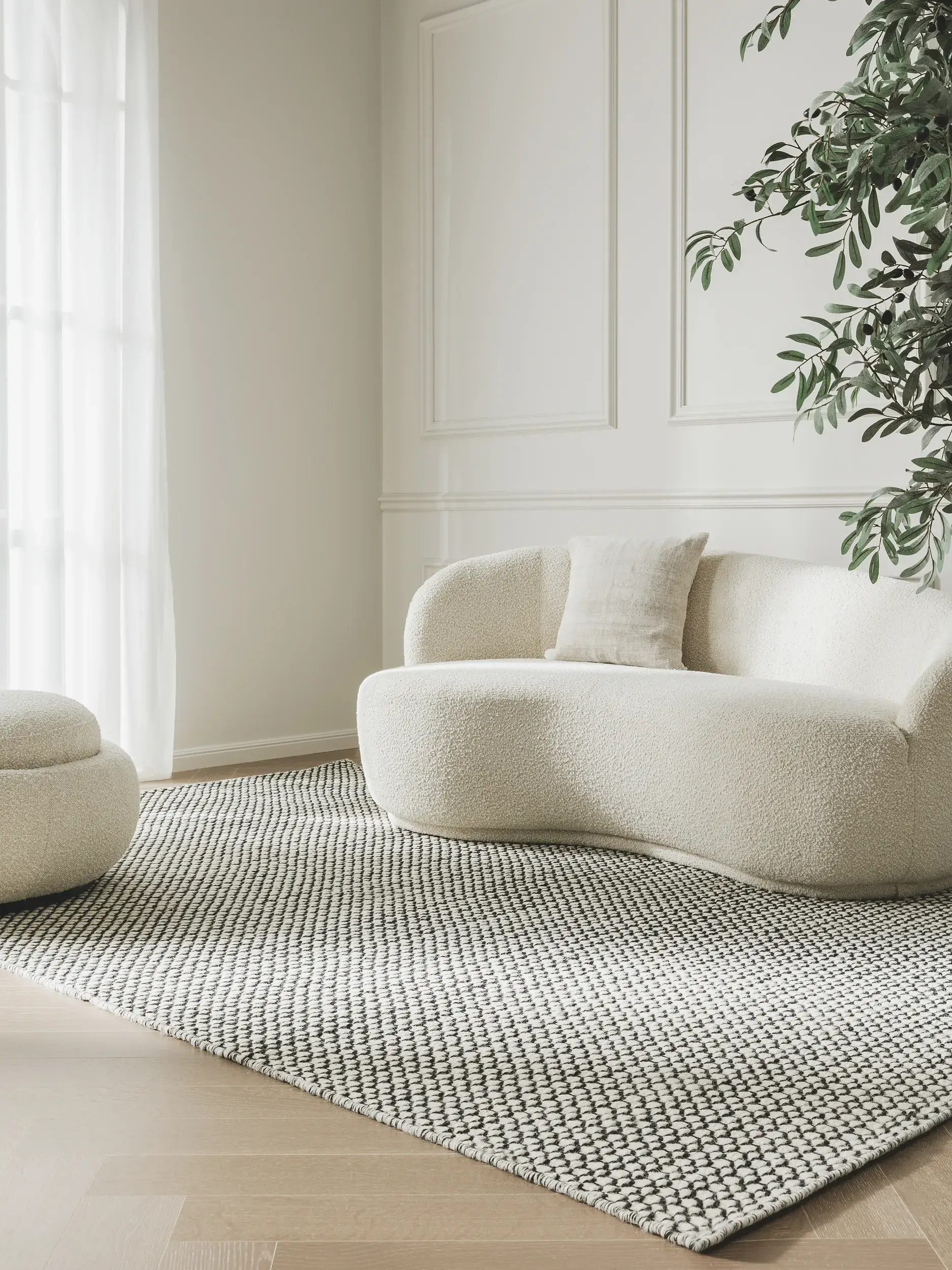 Tappeto di 80% Lana, 20% Cotone in Beige con pelo alto 80% Lana, 20% Cotone da benuta Finest