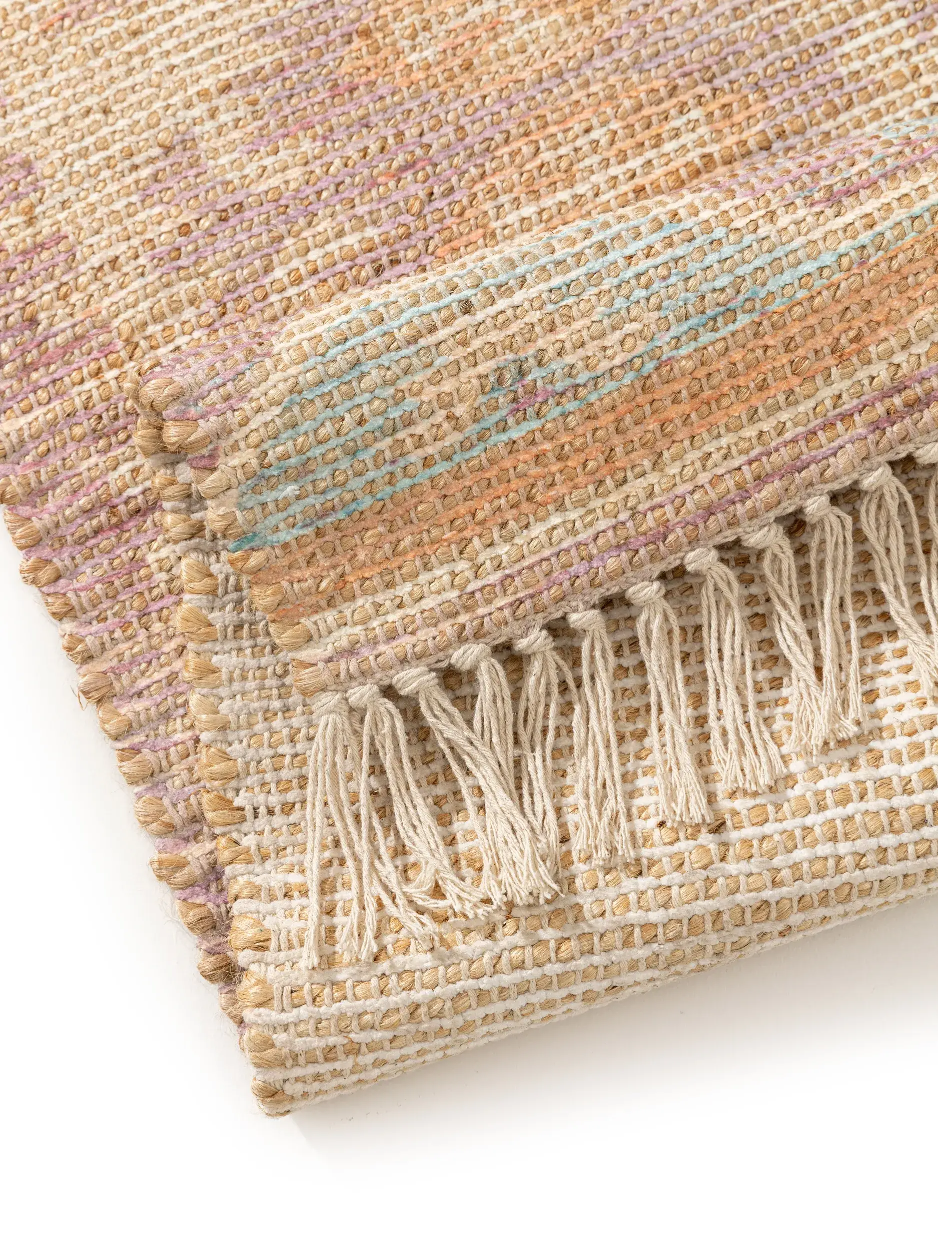 Tappeto di 68% Iuta, 20% Poliestere, 12% Cotone in Multicolor con pelo alto 68% Iuta, 20% Poliestere, 12% Cotone da benuta POP