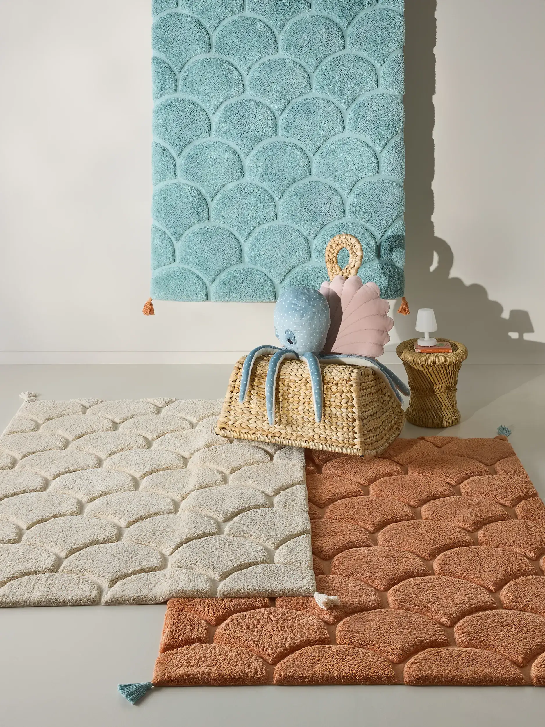 Rug made of 100% Cotton (recycled) in Beige with a 100% Cotton (recycled) high pile by Lytte