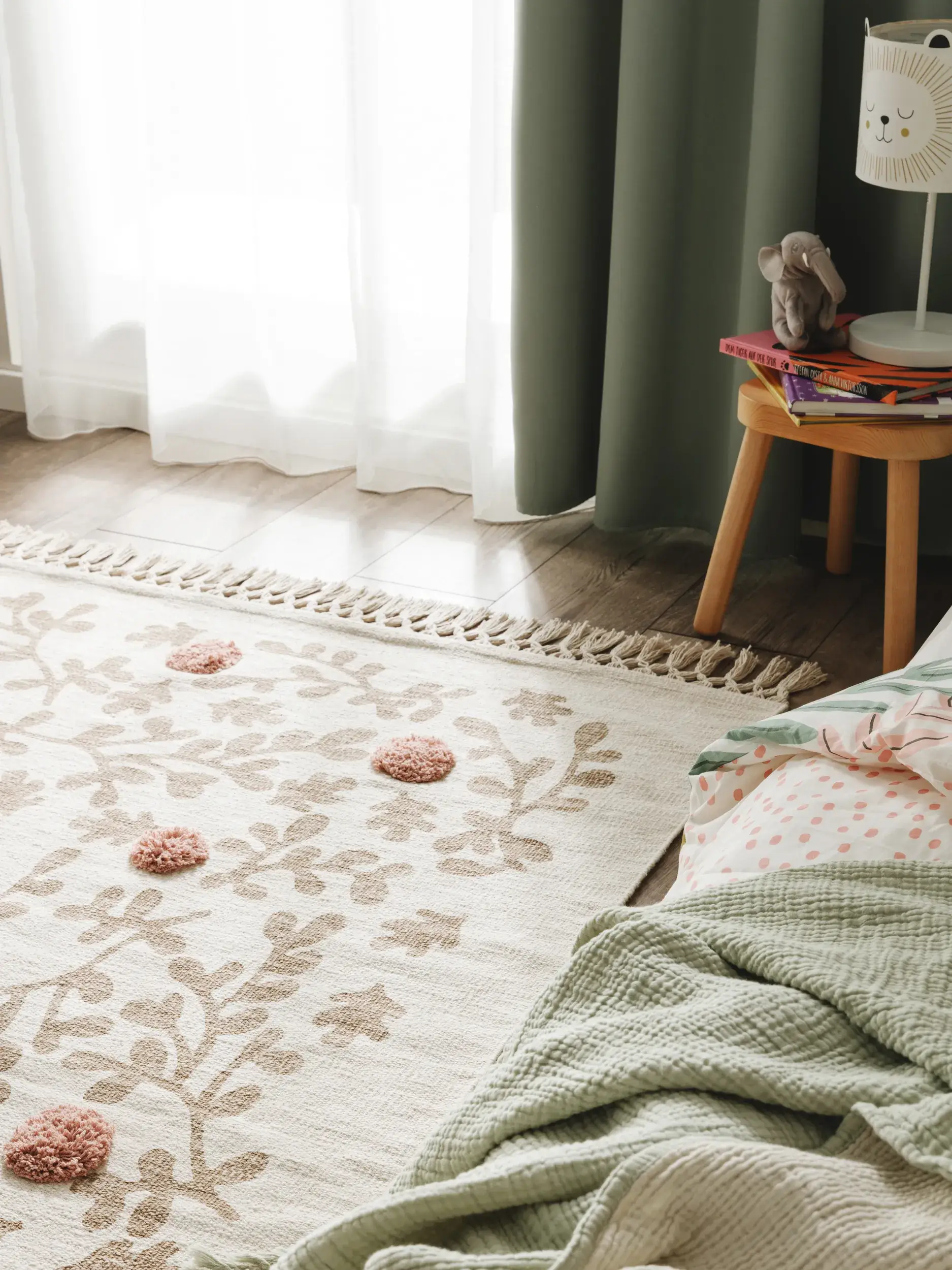 Teppich aus 100% Baumwolle in Beige mit 100% Baumwolle hohem Flor von Lytte