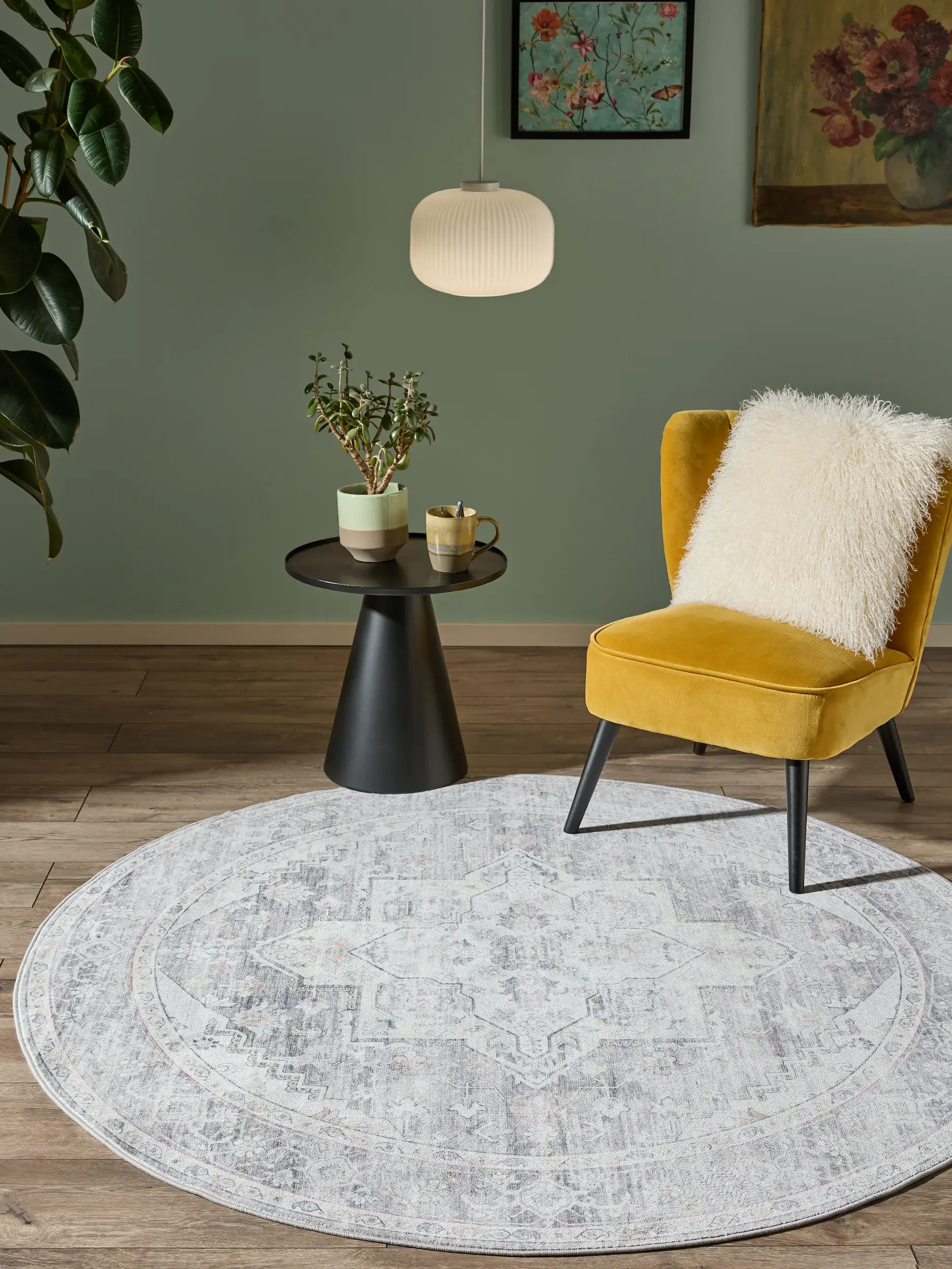 Matta av 100% Polyester i Grå med 100% Polyester hög lugg från benuta nest