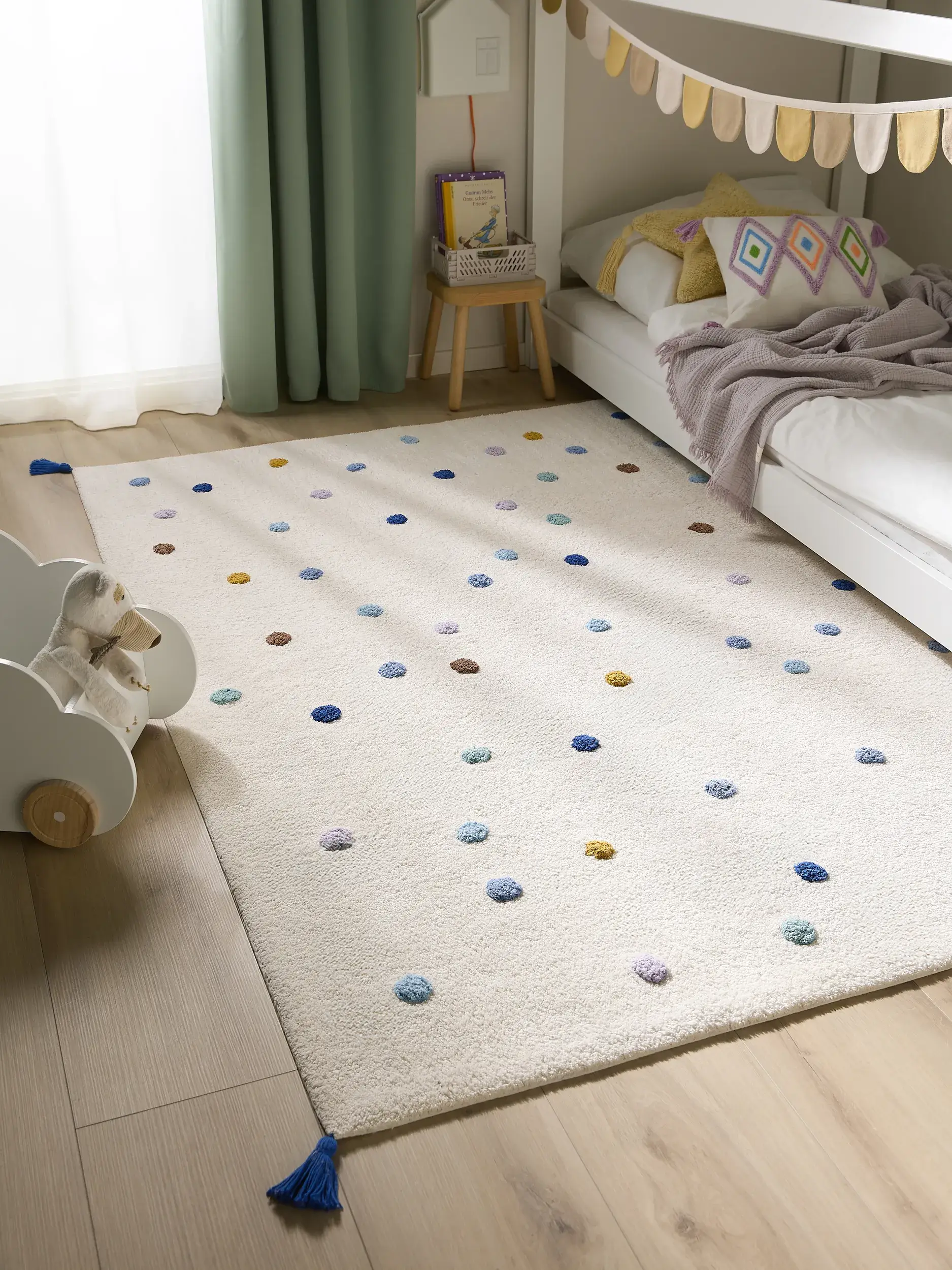 Tappeto di 100% Cotone Riciclato in Multicolor con pelo alto 100% Cotone Riciclato da Lytte