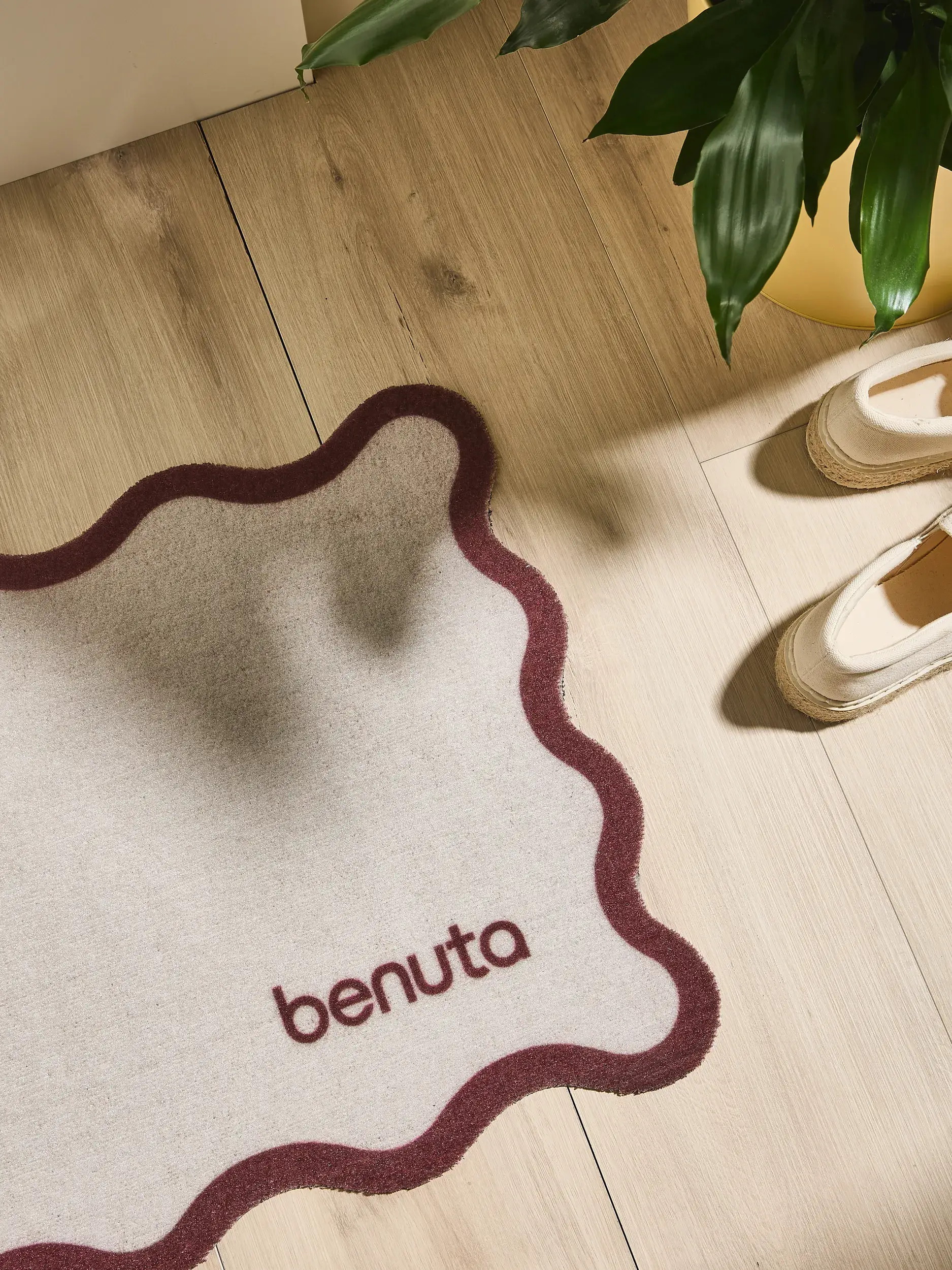 Deurmat Curl Beige/Bruin im Design Rand aus 100% Polyester (gerecycled PET) von benuta