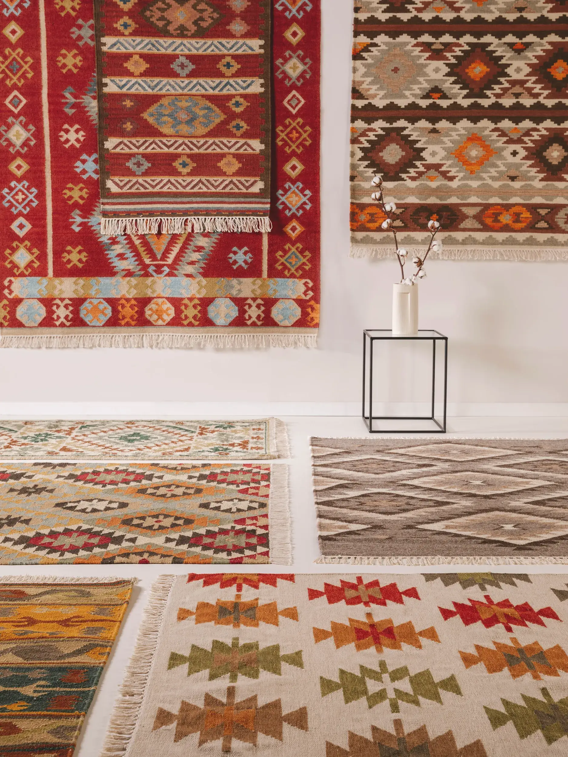 Teppich aus 90% Wolle, 10% Baumwolle in Multicolor mit 90% Wolle, 10% Baumwolle hohem Flor von benuta Pure