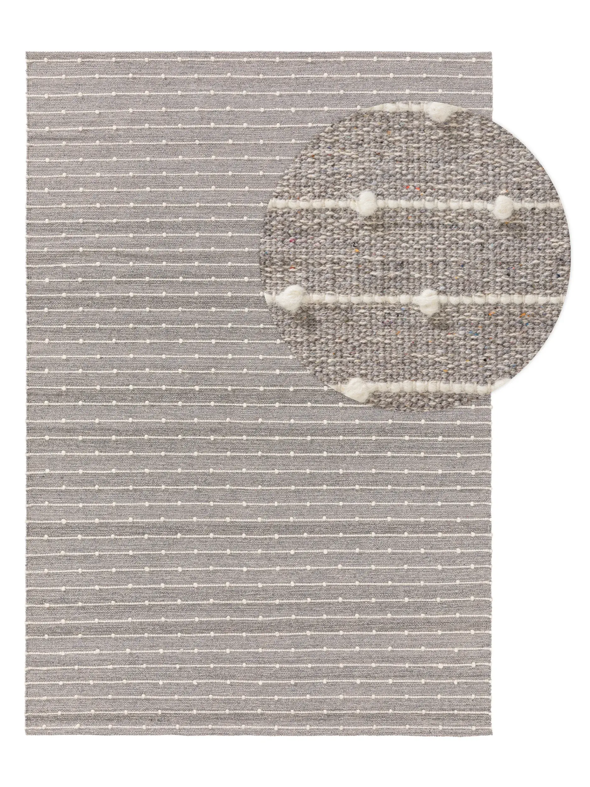 Tappeto di 80% Cotone, 20% Lana in Grigio con pelo alto 80% Cotone, 20% Lana da Lytte