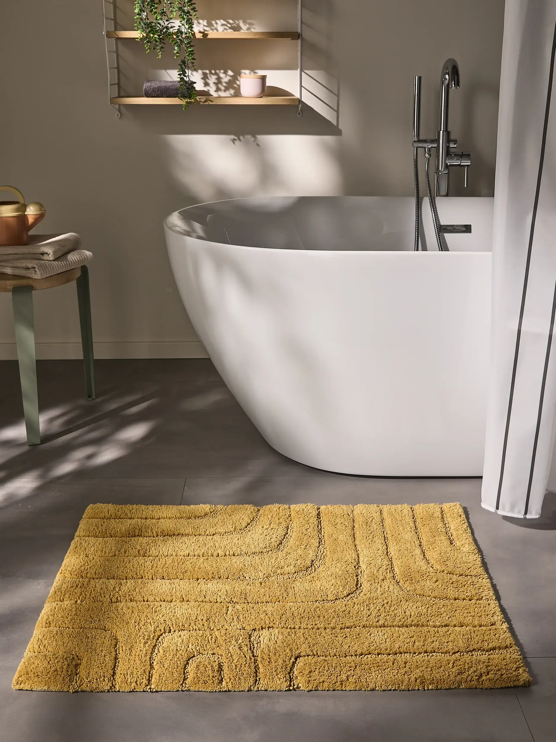 Badematte Dan Gelb in Geometrisch design made of 100% Baumwolle by benuta Nest