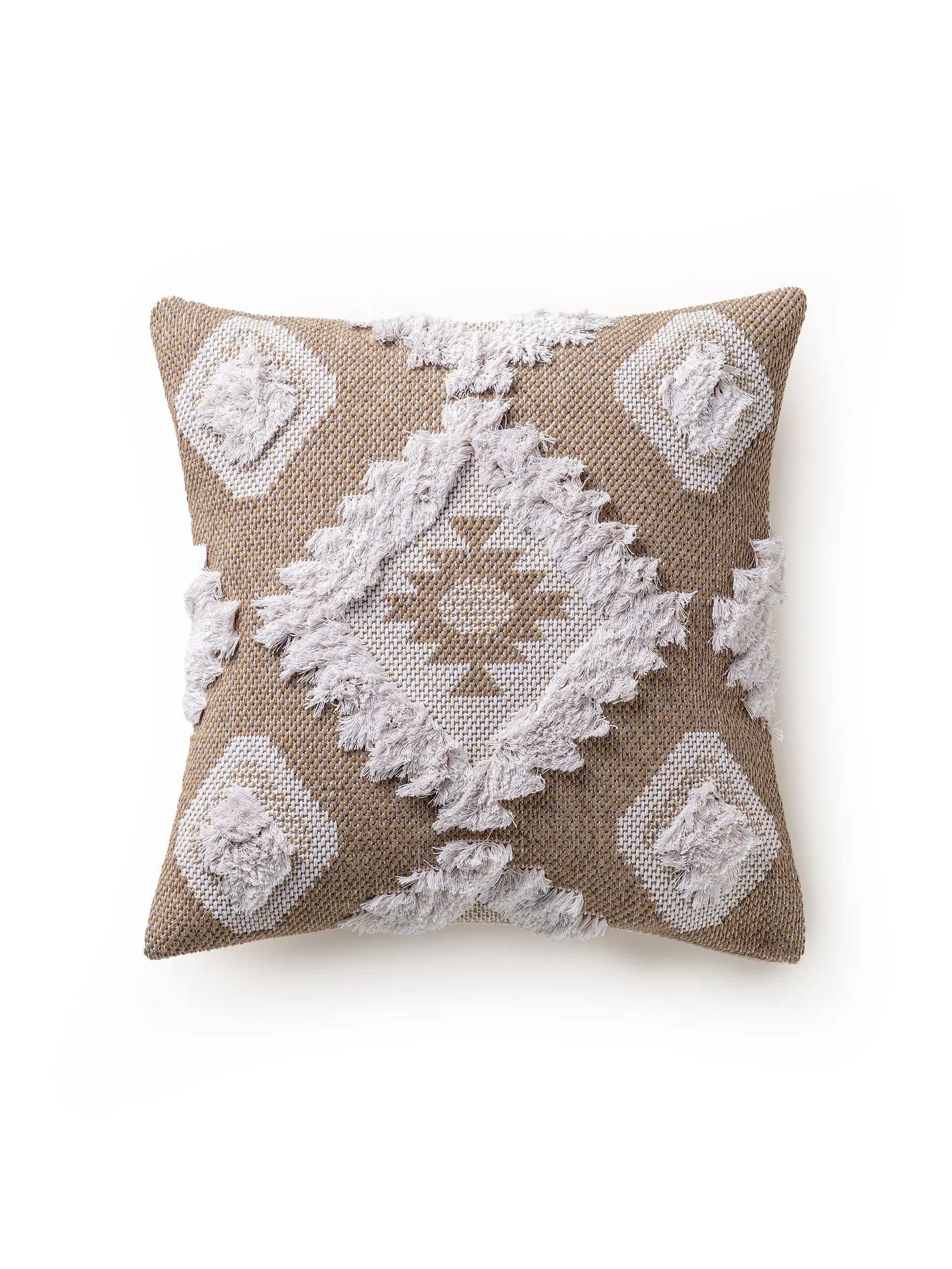 Kissenbezug Bodo Cream/Taupe im Design Kelim aus 100% Baumwolle von benuta Pop
