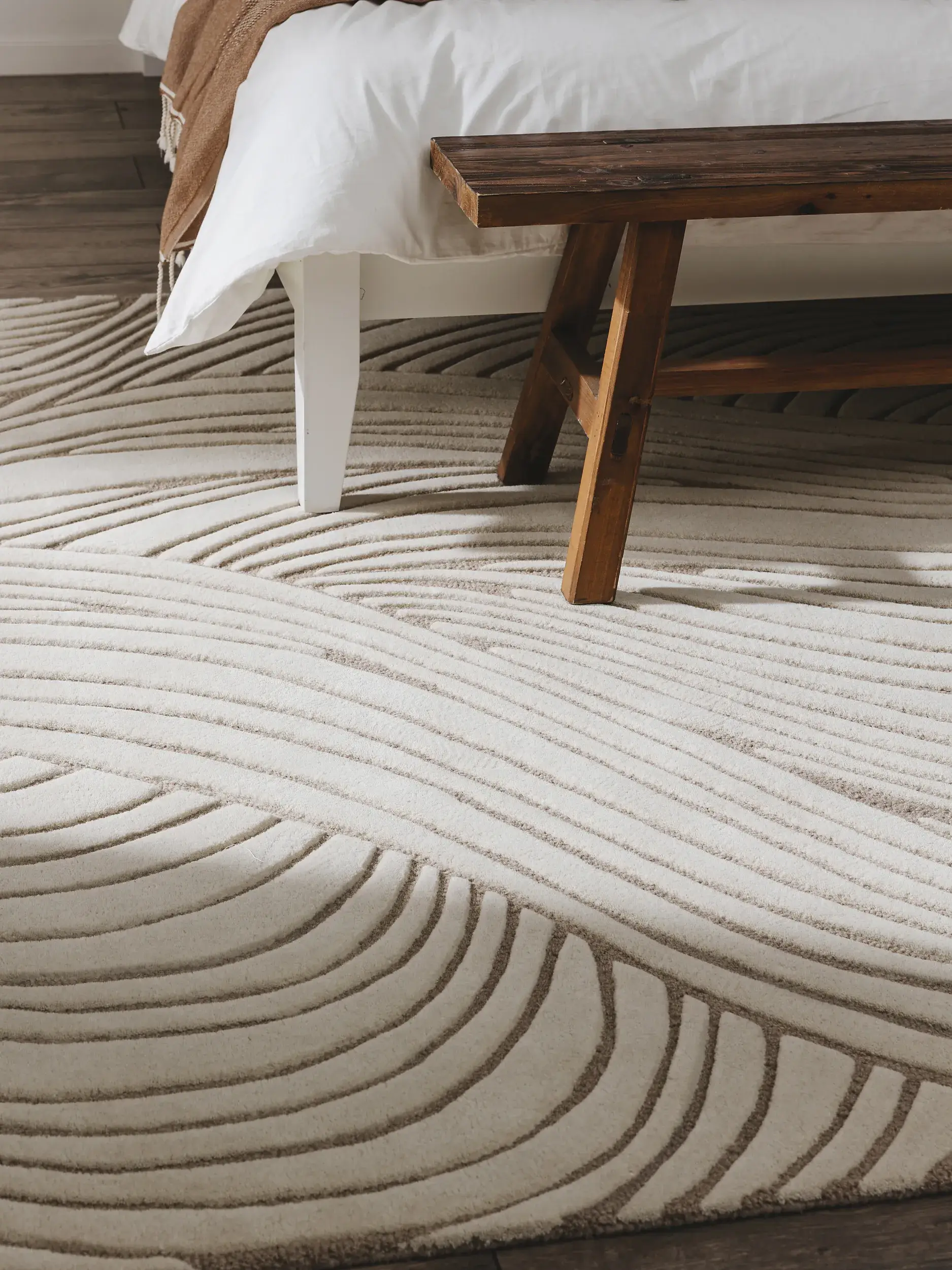 Rug made of 100% Wool in Beige with a 100% Wool high pile by benuta Pure