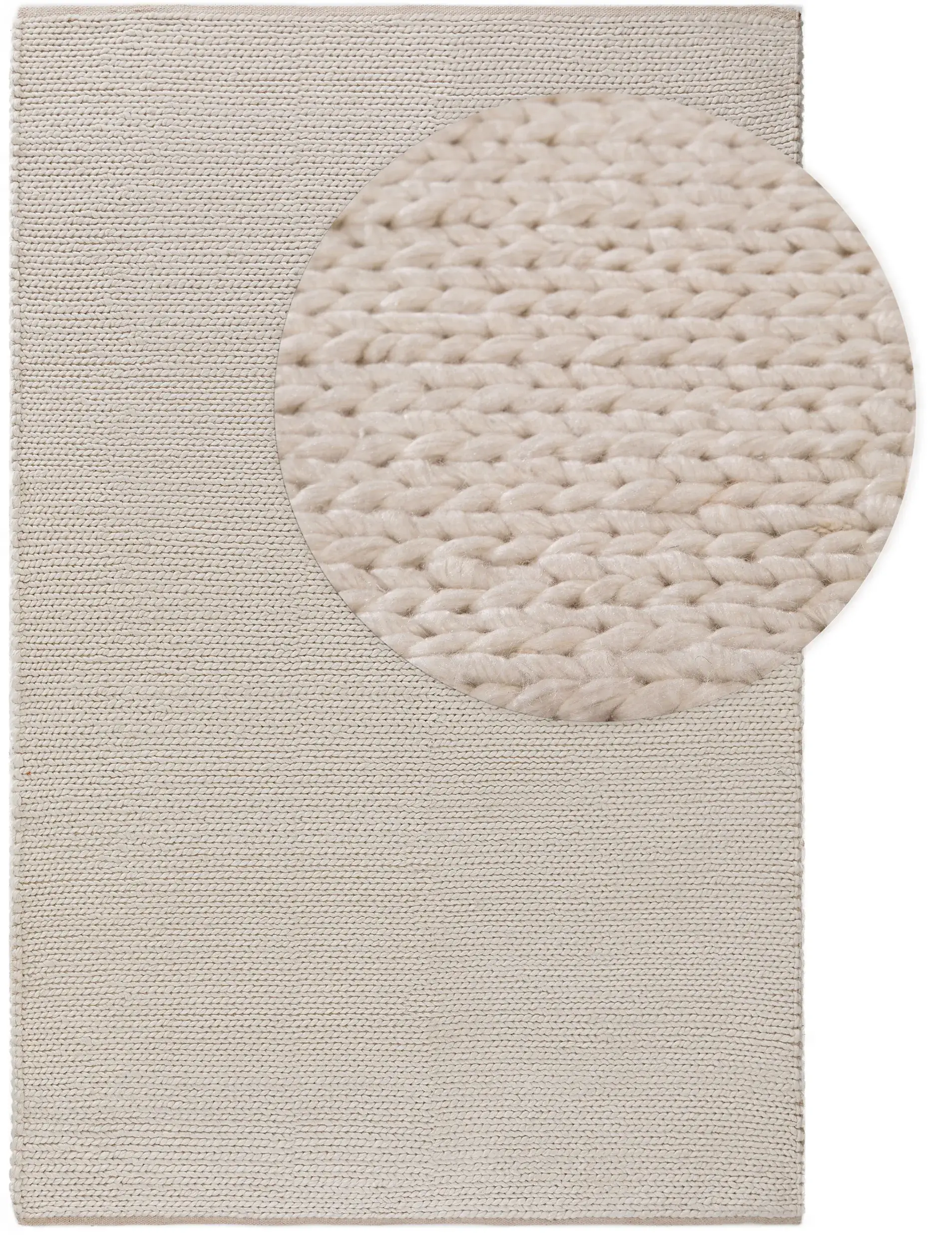 Teppich aus 60% Wolle, 40% Polyester in Beige mit 60% Wolle, 40% Polyester hohem Flor von benuta Pure